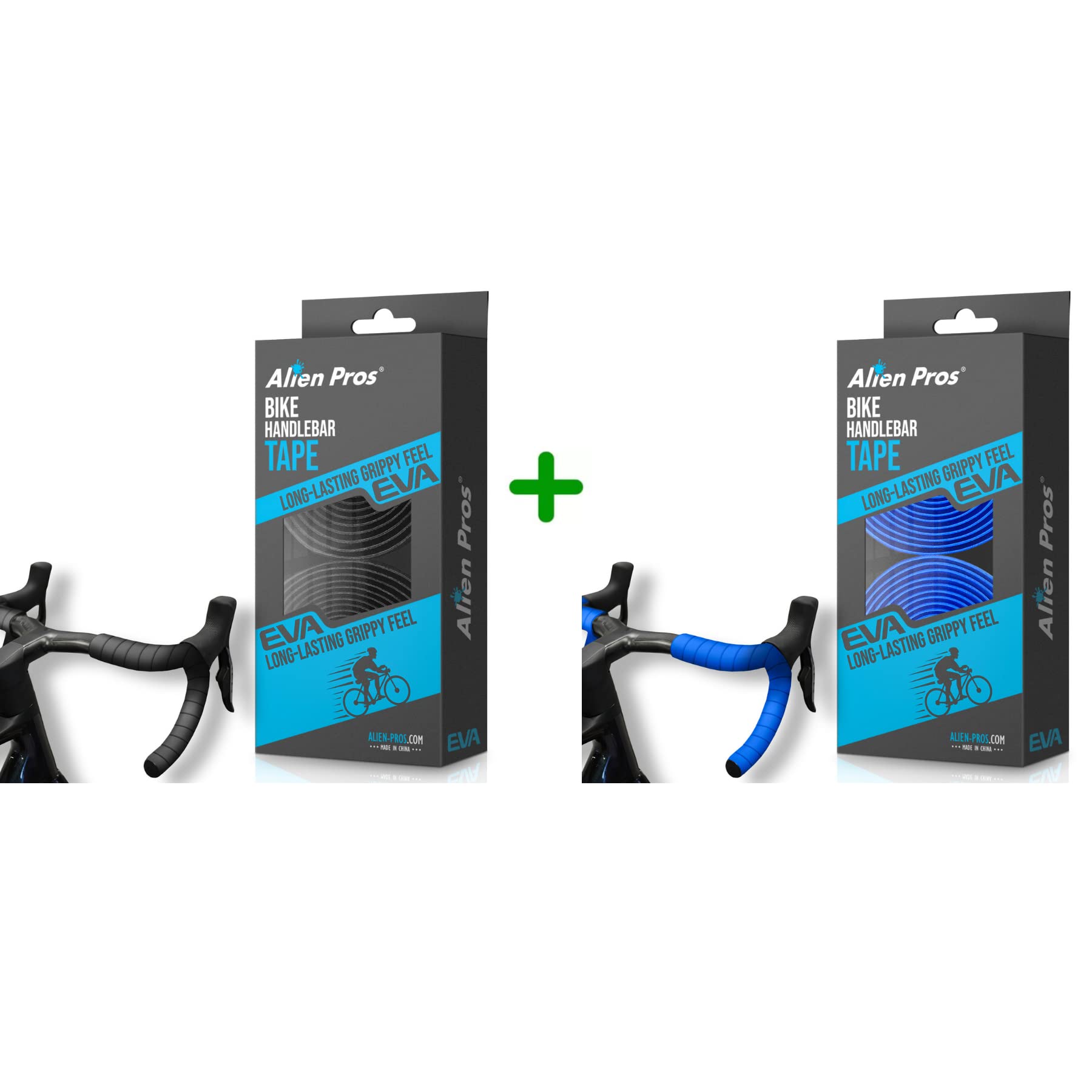 Premium EVA Bike Handlebar Tape Set (4 Pack) - Black & Blue Comfort Grip for Road & Mountain Bikes | Perfect for Cycling, Commuting & Long-Distance Rides