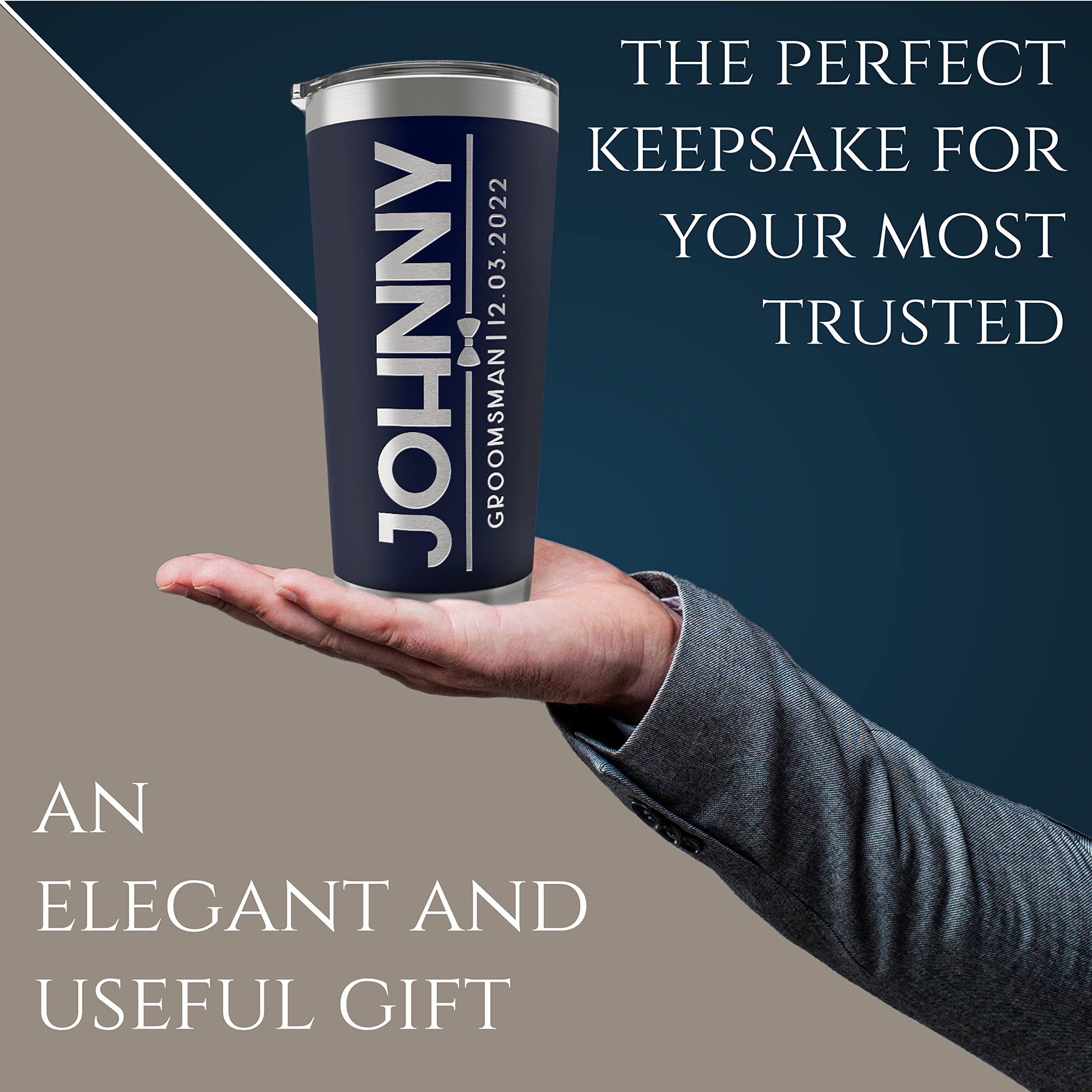 Personalized Stainless Steel Groomsmen Tumblers Set of 6 - Engraved Names & Titles, 20oz/30oz Double Wall Insulated Cups for Wedding Party Gifts - Best Man Proposal, Bachelor Party & Bridal Shower Gifts (3 Color Options)