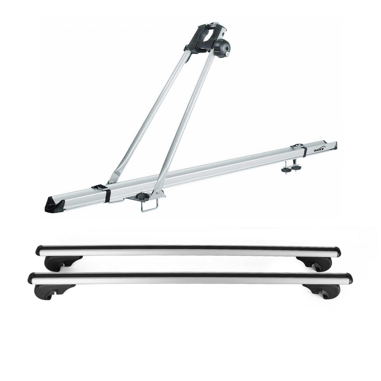 OMAC 3-Piece Gray Bike Rack Carrier Roof Racks Set - Compatible with VW Jetta SportWagen 2011-2014 Models | Perfect for Road Trips, Cycling Adventures & Outdoor Activities
