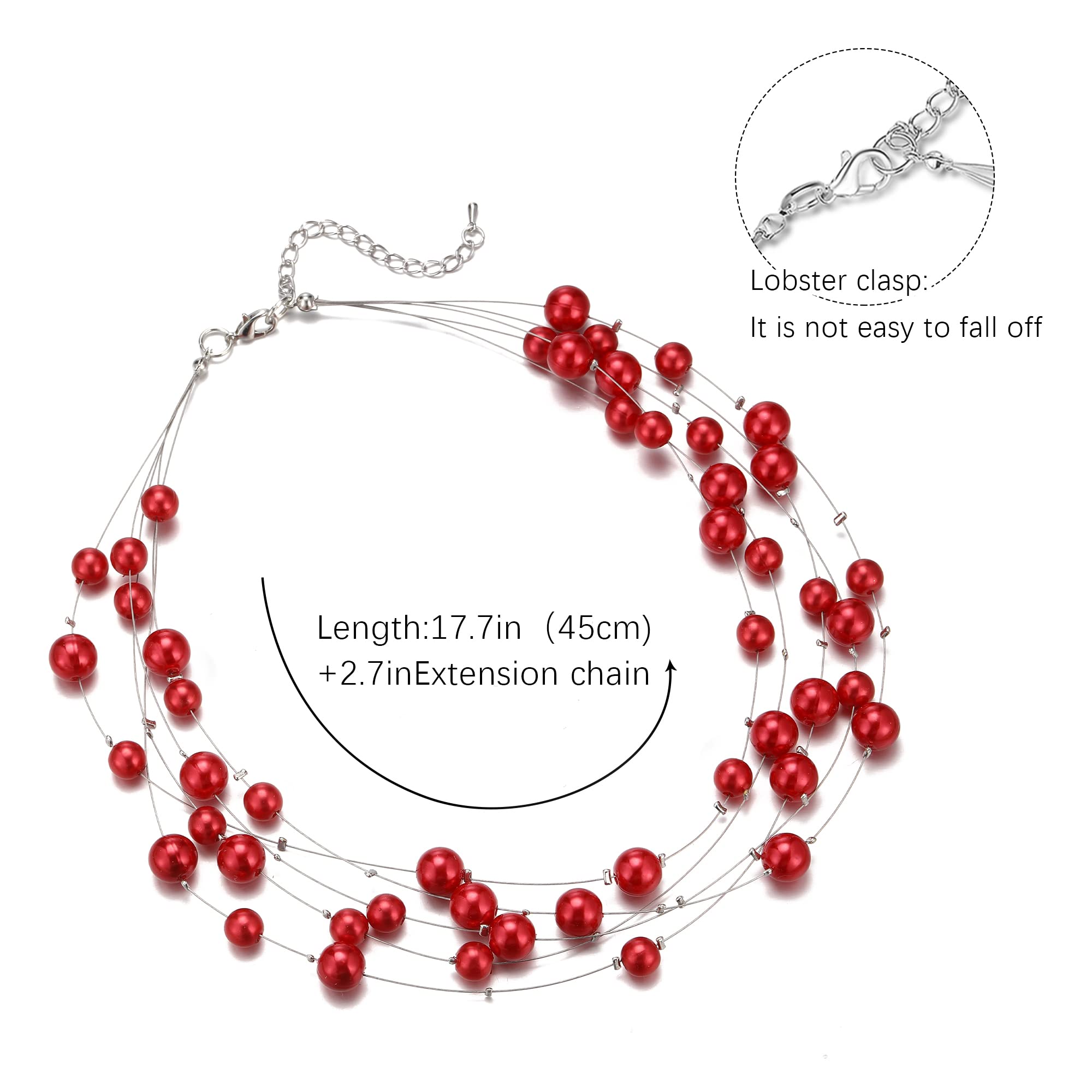 FULU AUTUMN Layered Pearl Necklace - Handmade Boho Choker with Silver Beads, Statement Costume Jewelry for Women | Perfect for Boho Fashion, Parties & Gifts
