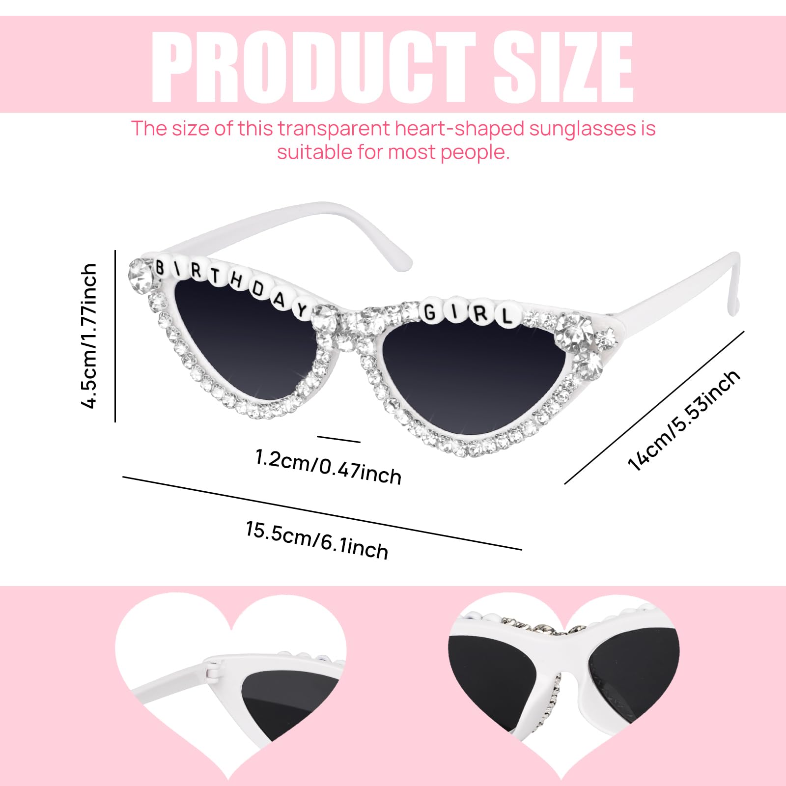 JUSTOTRY Birthday Girl Sunglasses - Pink Fashion Accessories for Women | Birthday Party Outfit & Decorations | Perfect for Bachelorette Parties, Girls' Night Out & Birthday Photoshoots