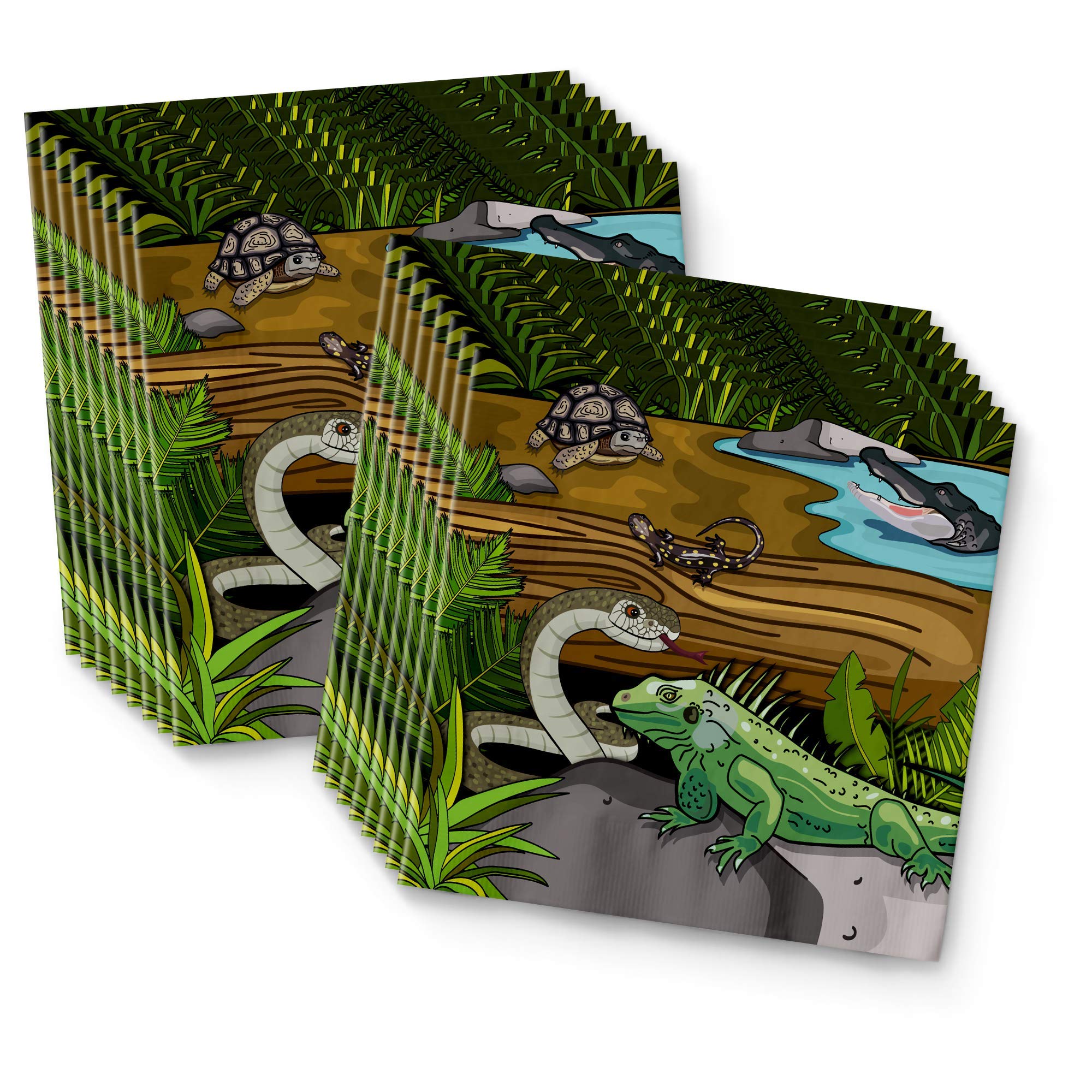 Reptile Lizard Snake Birthday Party Supplies Set - 16-Piece Tableware Kit with Plates, Napkins & Cups for Kids Jungle Theme Party Decorations | Perfect for Reptile-Themed Birthday Celebrations, Baby Showers & Animal Lover Events