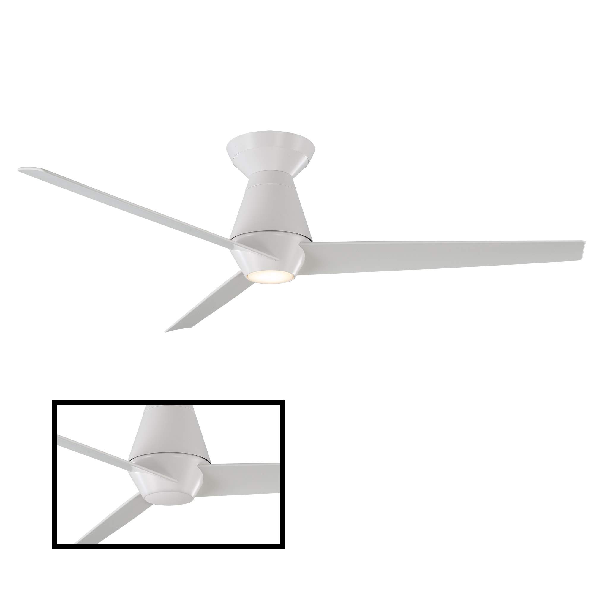 Slim Smart 3-Blade Ceiling Fan 52in Matte White with 2700K LED Light & Remote Control, Compatible with Alexa, Google Assistant, Samsung Things, iOS & Android App – Perfect for Living Rooms, Bedrooms, and Outdoor Patios