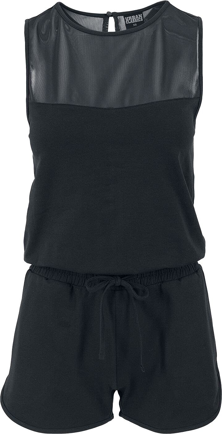 Women's Tech Mesh Jumpsuit - Breathable & Stylish Black Jumpsuit for Workout & Dance - Size Large - Perfect for Gym, Yoga & Night Out