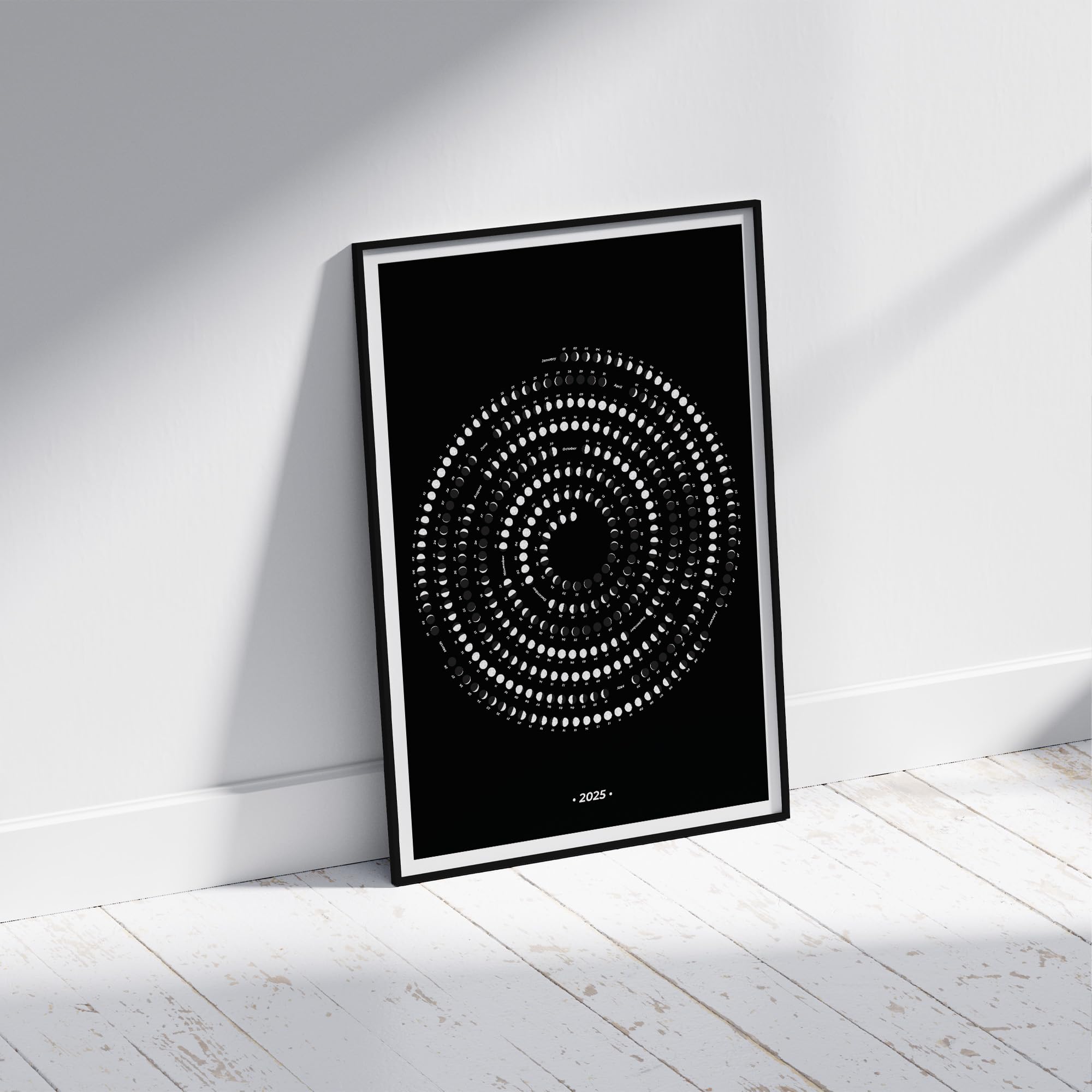 2025 Moon Phase Calendar - Unframed Single Page Lunar Wall Art for Home & Office Decor | Perfect for Hallway, Living Room, Bedroom & Gift Giving
