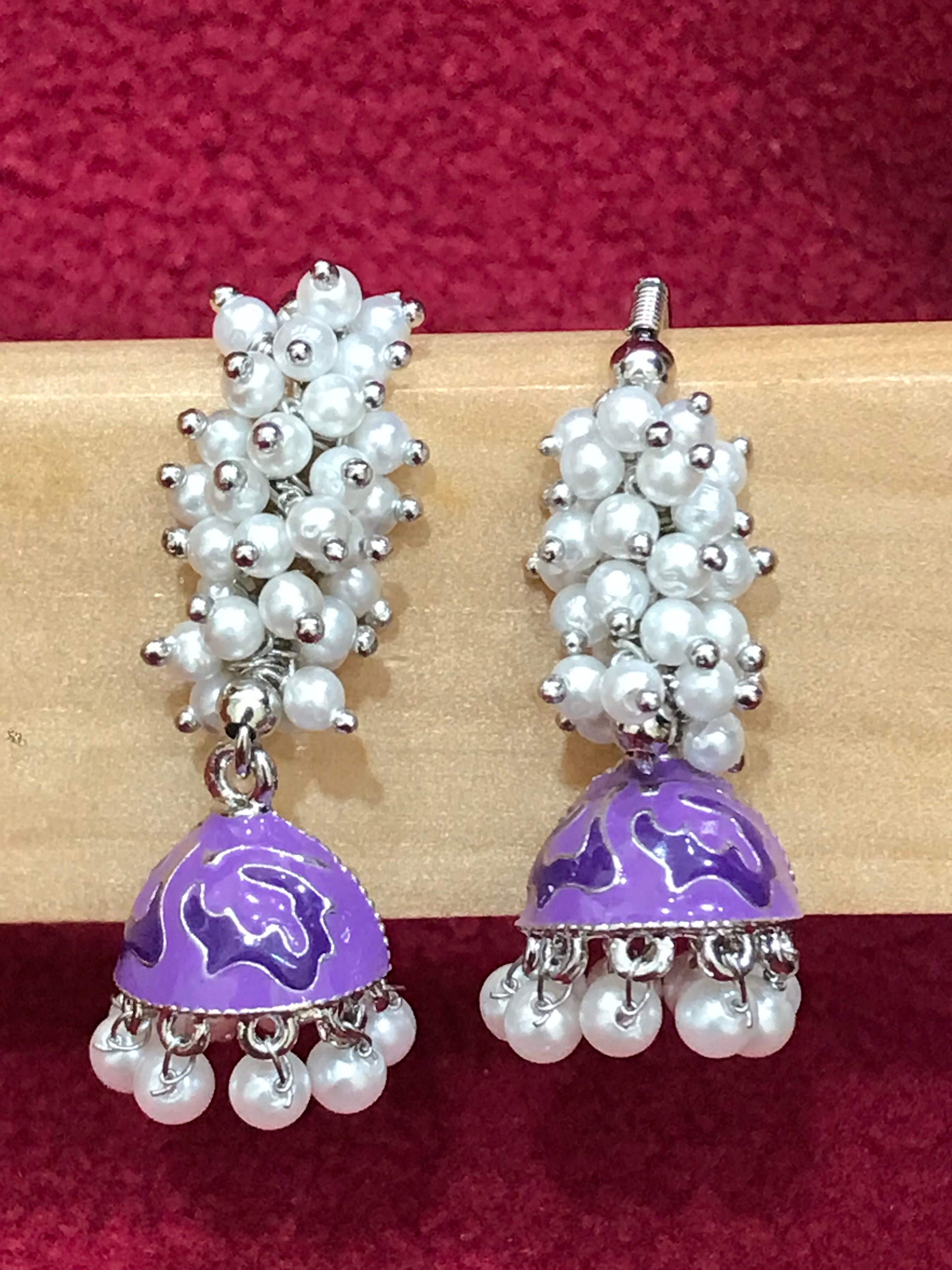 Elegant Purple Oxidized Beaded Dangle Earrings for Women | Boho Chic Jewelry for Parties, Weddings & Everyday Wear