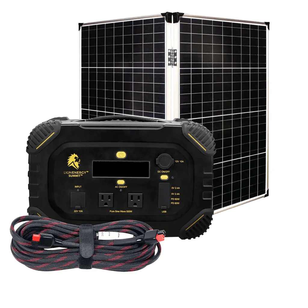 Lion Energy Summit 665Wh 530W Portable Power Station with Bluetooth - Solar Generator Kit for Camping, RV & Emergency Backup Power