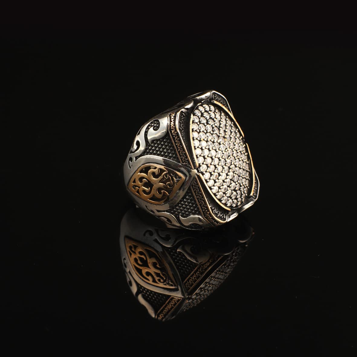 Handcrafted Sterling Silver Men's Ring with White Sapphire Gemstone - Polished Finish & Gift Box Included - Perfect for Weddings, Engagements & Special Occasions