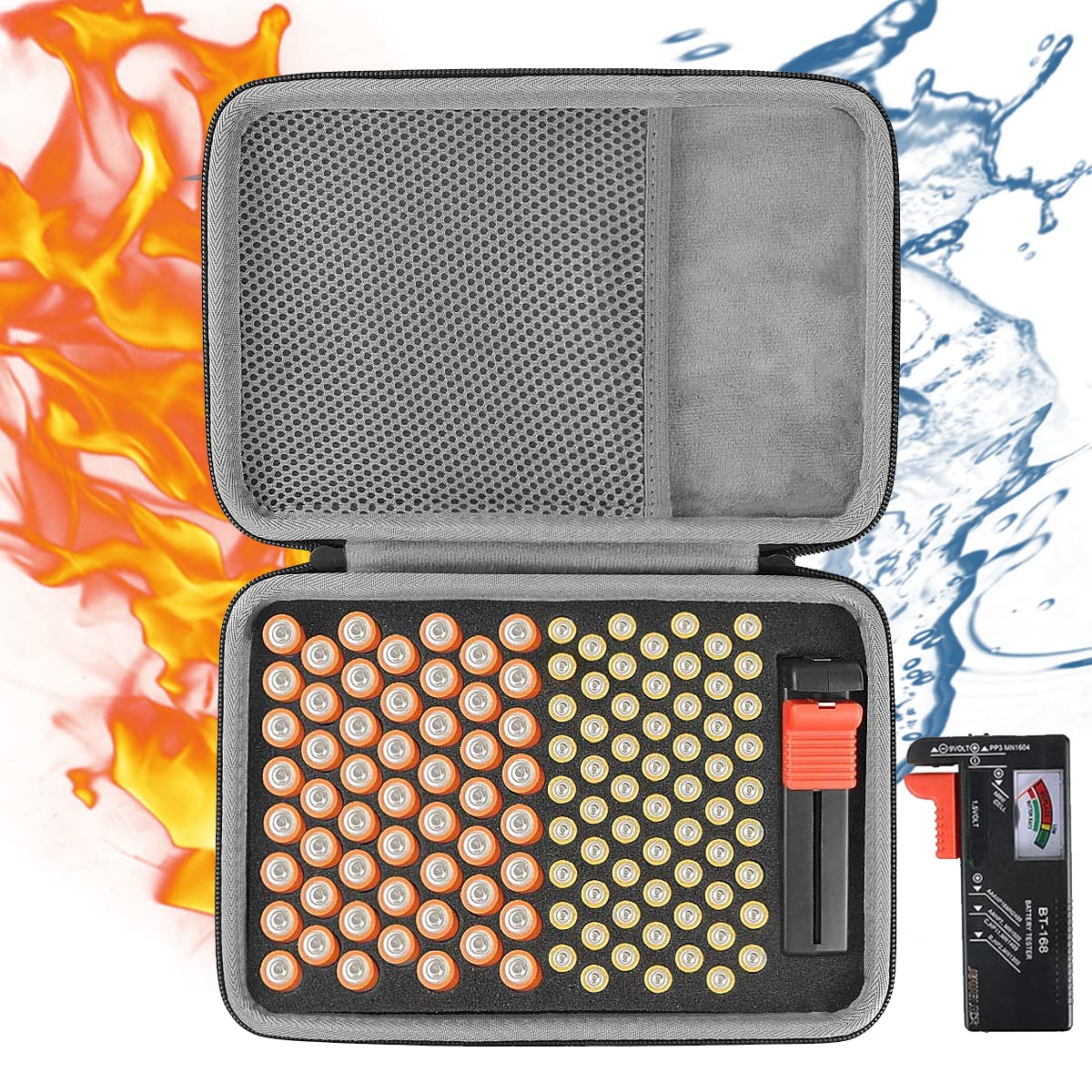 CO2CREA Battery Organizer Storage Case - Holds 116 AA/AAA Alkaline Batteries, Durable Hard Plastic Battery Storage Box with Carry Handle - Perfect for Home, Office, Travel & Emergency Kits