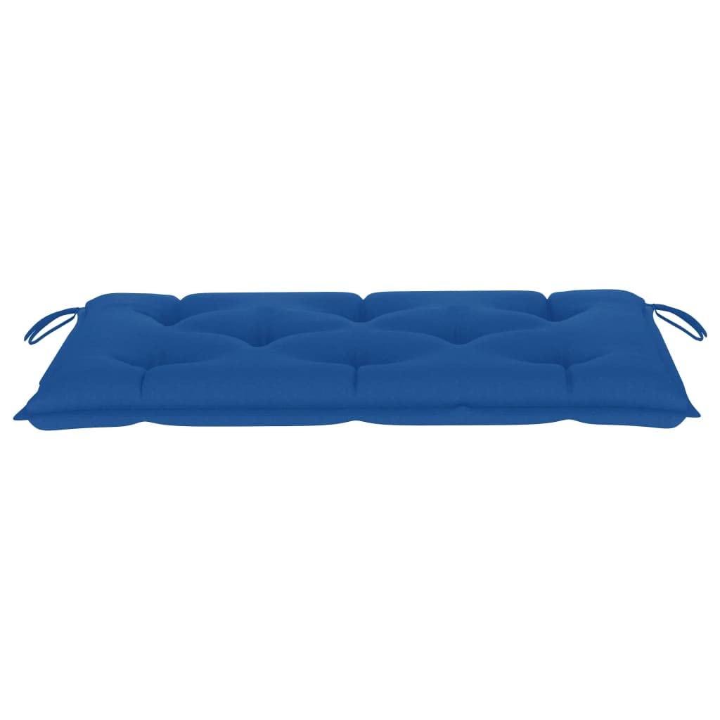 vidaXL Solid Teak Wood Patio Bench with Blue Cushion - Outdoor Furniture for Garden, Patio, Deck - Comfortable & Durable Teak Wood Bench - Perfect for Backyard, Poolside, and Outdoor Relaxation