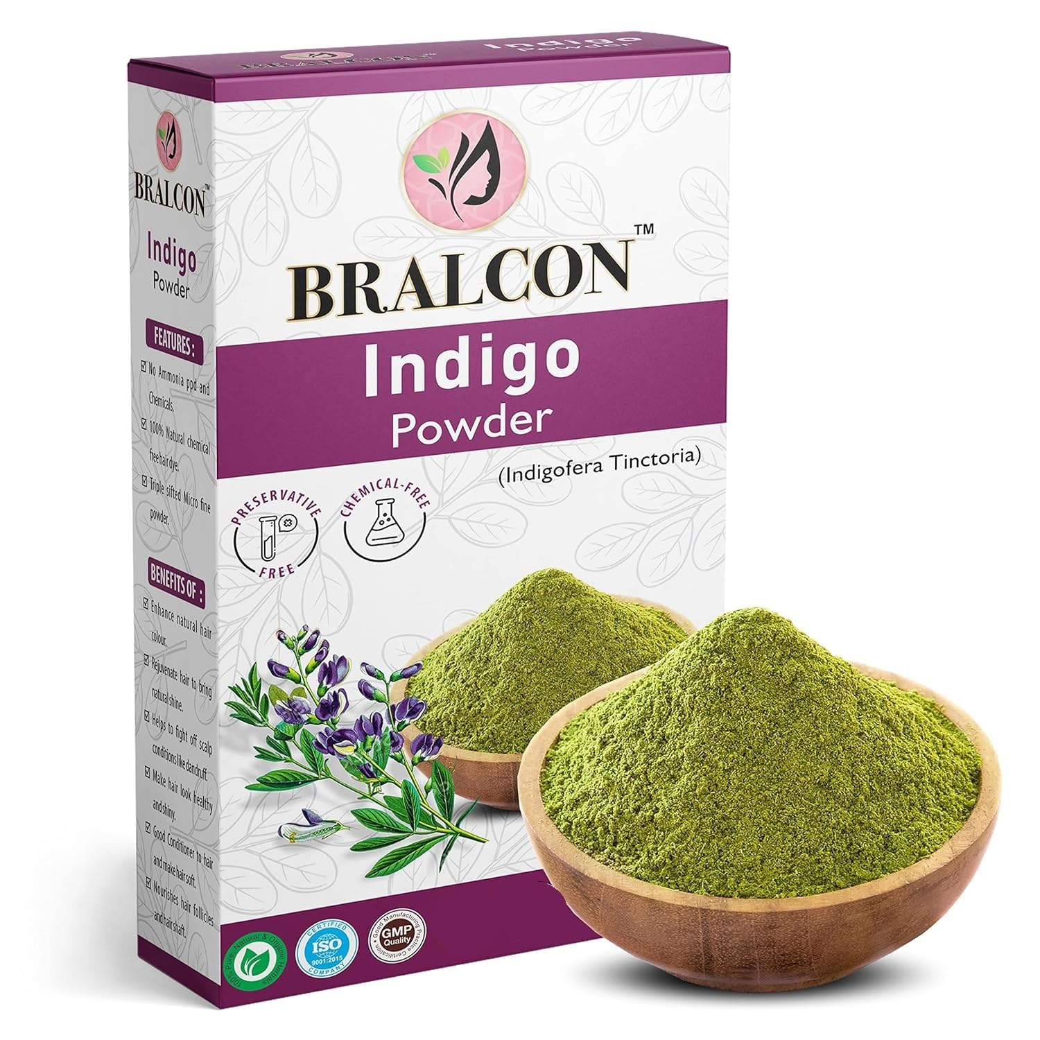 BRALCON Organic Aloe Vera Leaf Powder & Indigo Shikakai Powder for Hair Care - Natural Ayurvedic Treatment for Dandruff, Scalp Health & Hair Growth