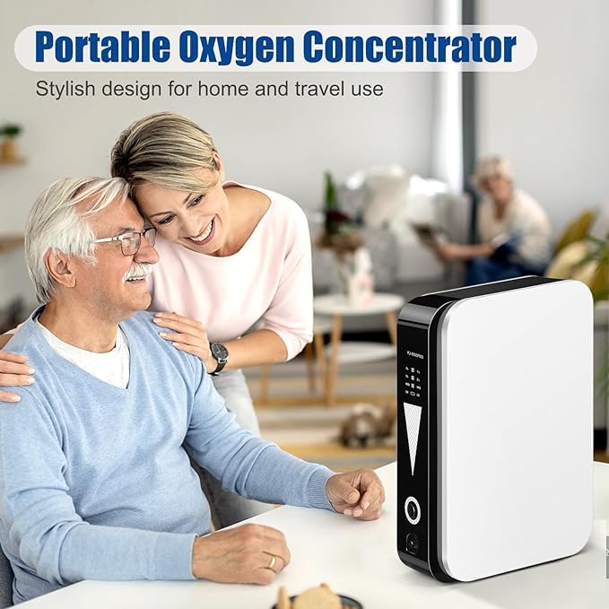 Portable Oxygen Concentrator Machine for Home & Travel - Adjustable 1-2L Oxygen Generator with Continuous Flow | Ideal for COPD Patients, High Altitude Travel & Emergency Use