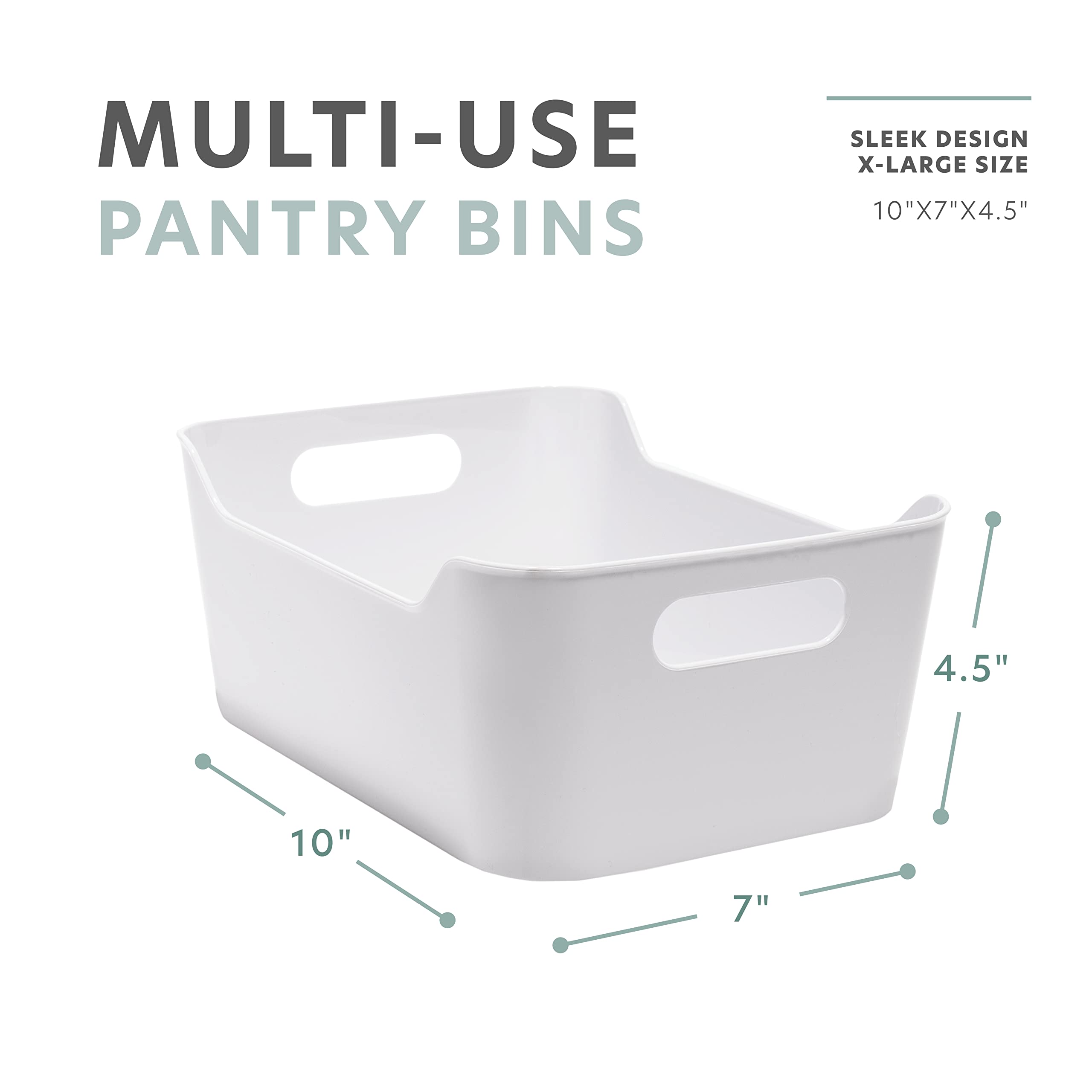 Plastic Storage Bins Set of 2 - Kitchen, Pantry & Closet Organizers for Cabinets, Freezer & Fridge | Durable Home Storage Containers & Baskets for Organization