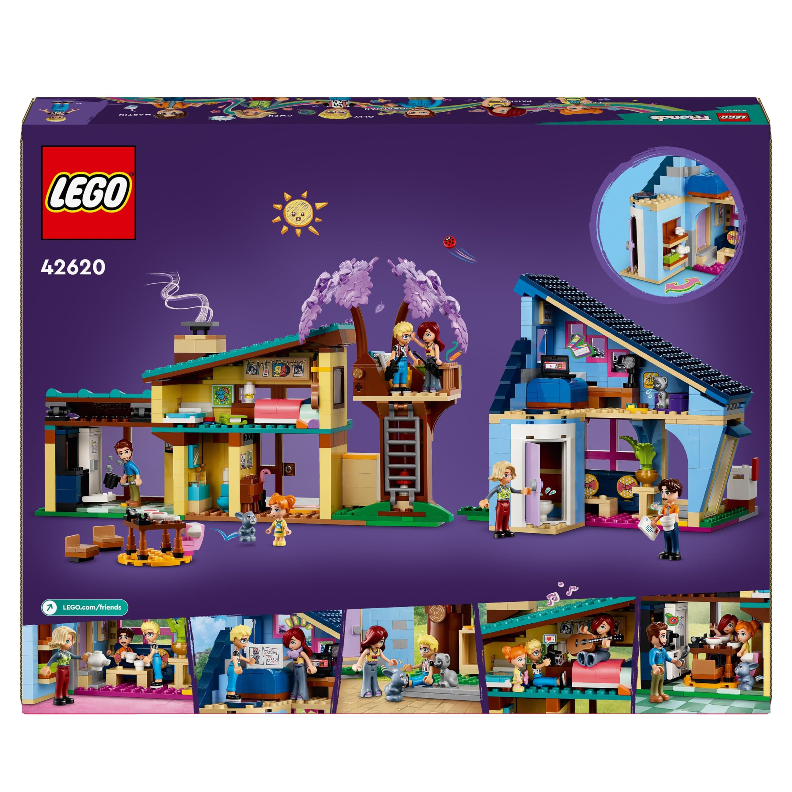 LEGO Friends Olly and Paisley's Family Houses - 2-Story Building Toy Set with Mini Dolls, Cat & Rabbit Figures - Creative Construction Gift for Girls & Boys Ages 7+ (Model 42620) - Perfect for Imaginative Play, Birthday Gifts & STEM Learning Activities