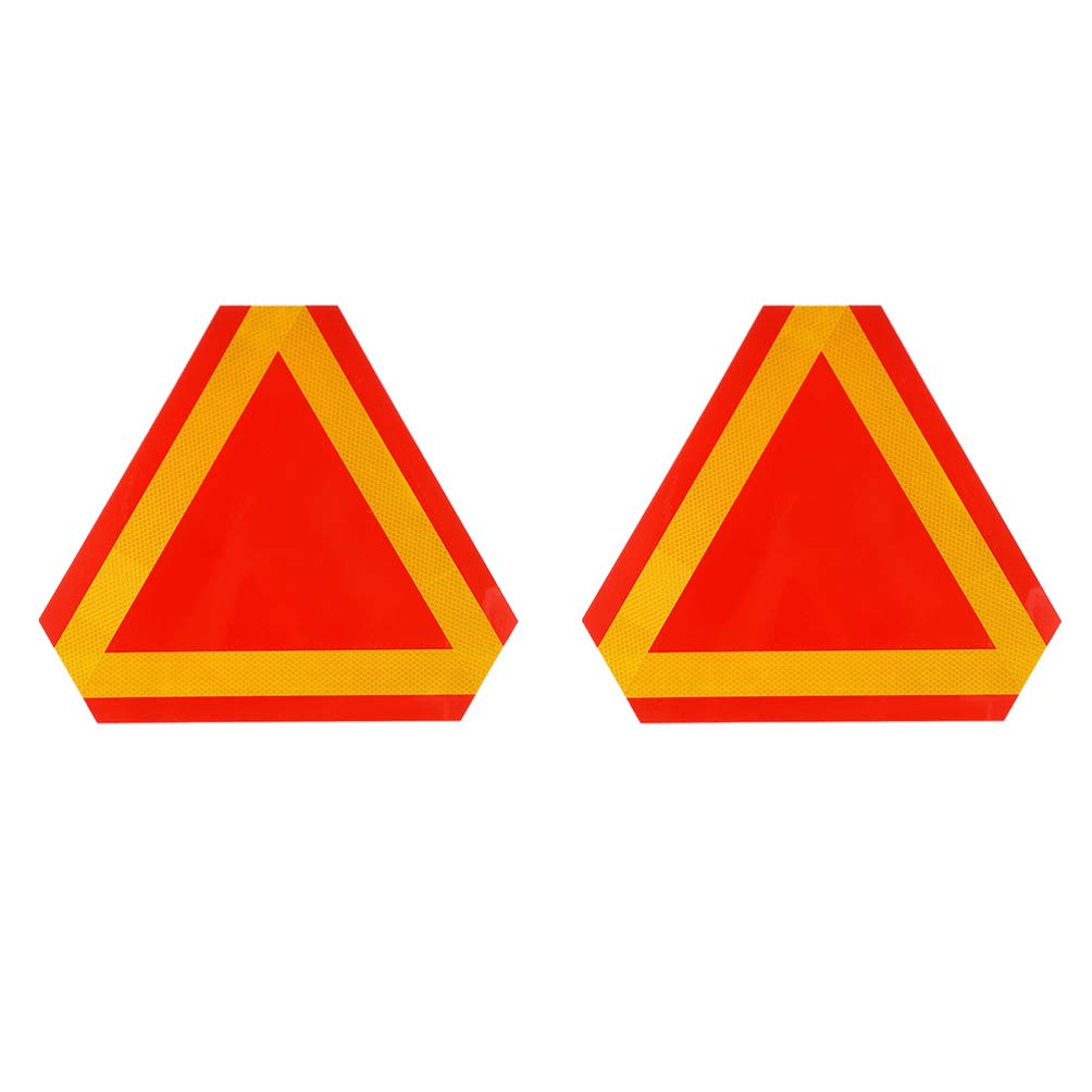 2PCS Slow Moving Vehicle Triangle Signs with Reflective Boards - High Visibility Safety Warning for Tractors, Golf Carts & Construction Equipment - Ideal for Road Safety & Night Use