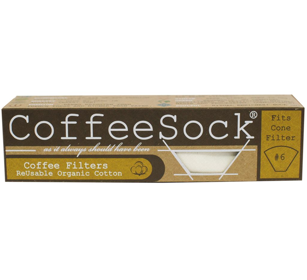 Organic Cotton CoffeeSock Cone Filters - Pack of 2 | Reusable & Eco-Friendly Pour Over Coffee Filters for Chemex, V60 & Drip Brewing | Perfect for Home, Office & Camping Use