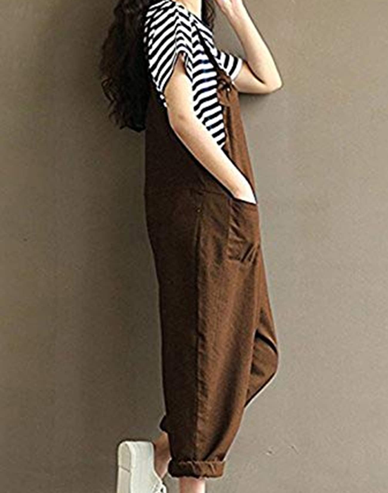 **Aedvoouer Women's Plus Size Wide Leg Jumpsuit - Loose Cotton Linen Overalls with Bib Pants - Casual & Comfortable Outfit for Work, Travel & Everyday Wear**