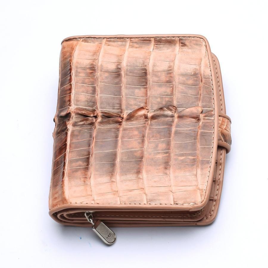 Two-Tone Old Rose Crocodile Embossed Women's Wallet - Luxury Leather Clutch for Everyday Use & Special Occasions