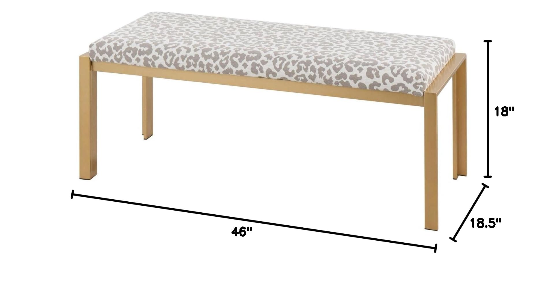 LumiSource Fuji Bench - Gold Fabric Upholstered Entryway Bench, Bedroom Bench & Dining Bench | Perfect for Hallway Seating, Bed Footboard & Kitchen Dining Set