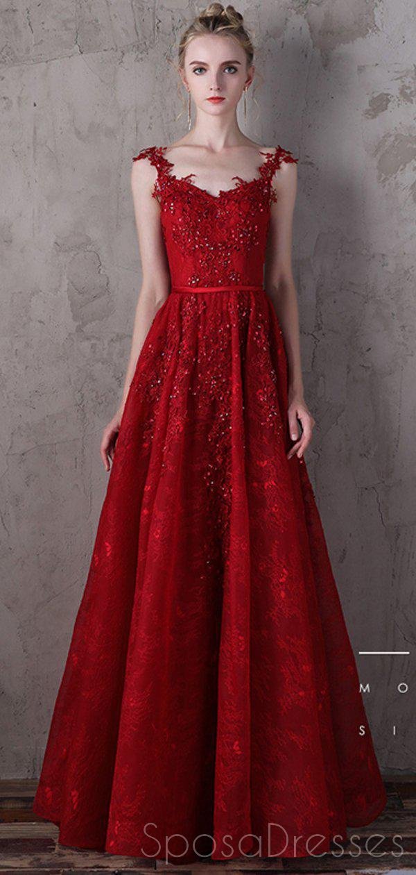 Elegant Dark Red A-Line V-Neck Long Prom Dress with Lace Straps | Formal Evening Party Gown for Homecoming, Prom Night & Special Occasions