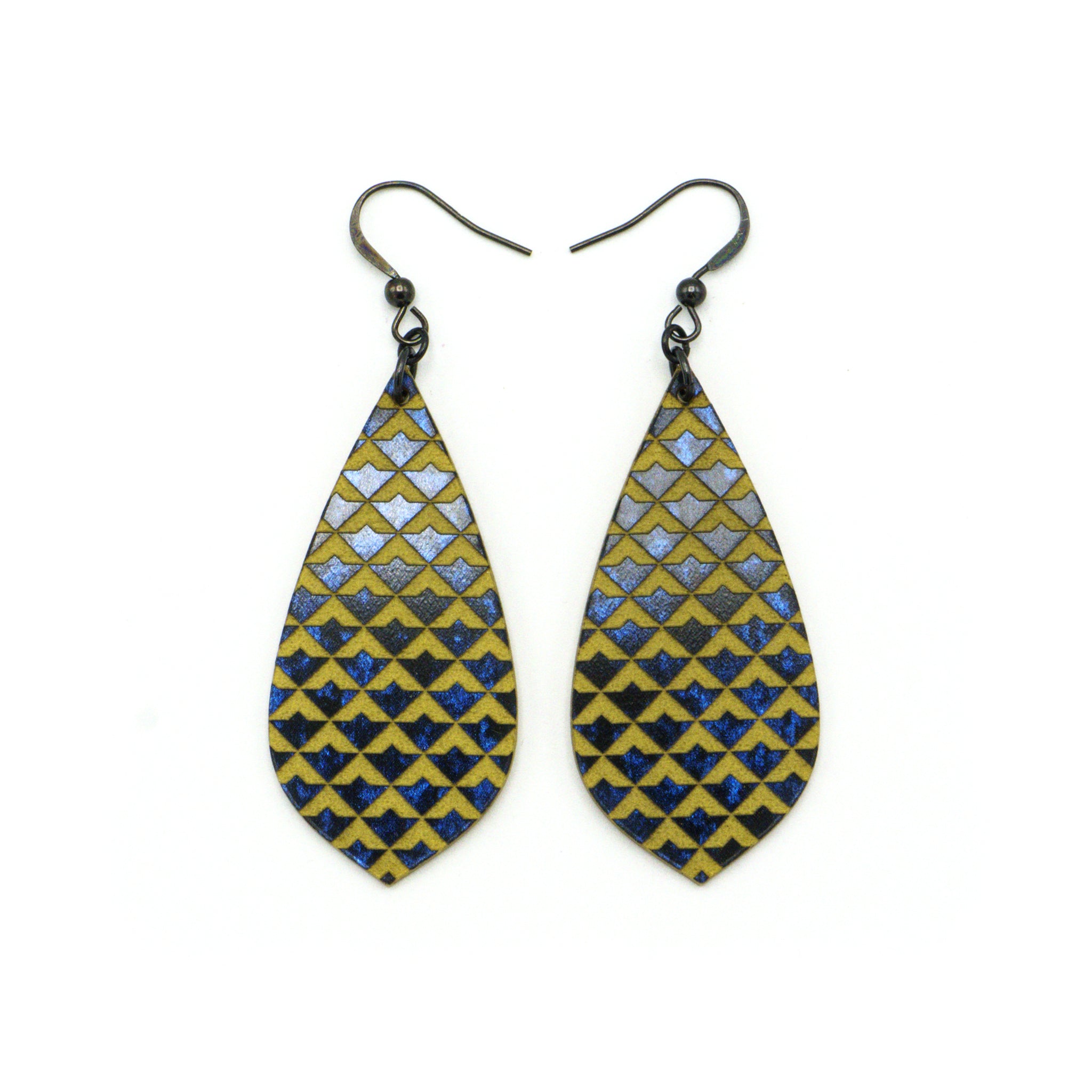 Celestial Blue and Gold Acrylic Earrings - Elegant Gem Point [35] Design for Women | Perfect for Parties, Weddings, and Everyday Wear