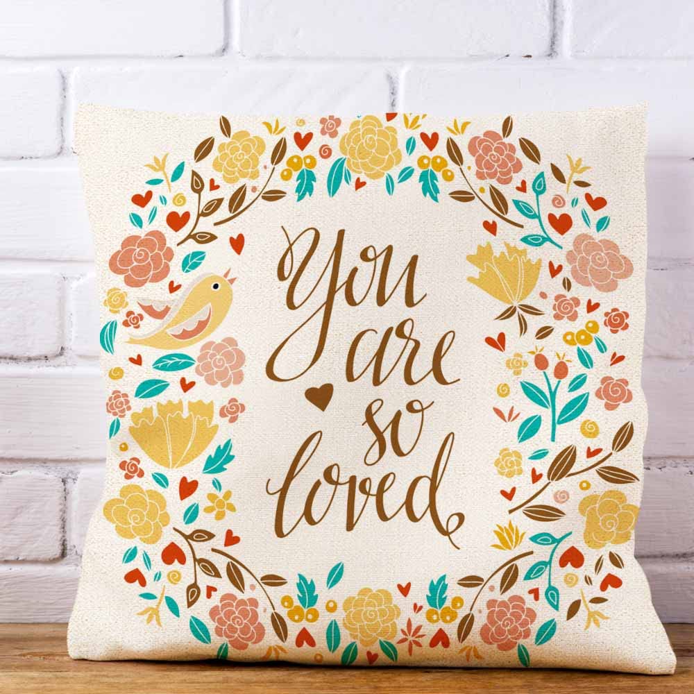 IBILIU 18x18 Inch Throw Pillow Covers - Cute Love Fish Floral Design Decorative Pillow Cases for Sofa, Bedroom & Living Room Home Decor