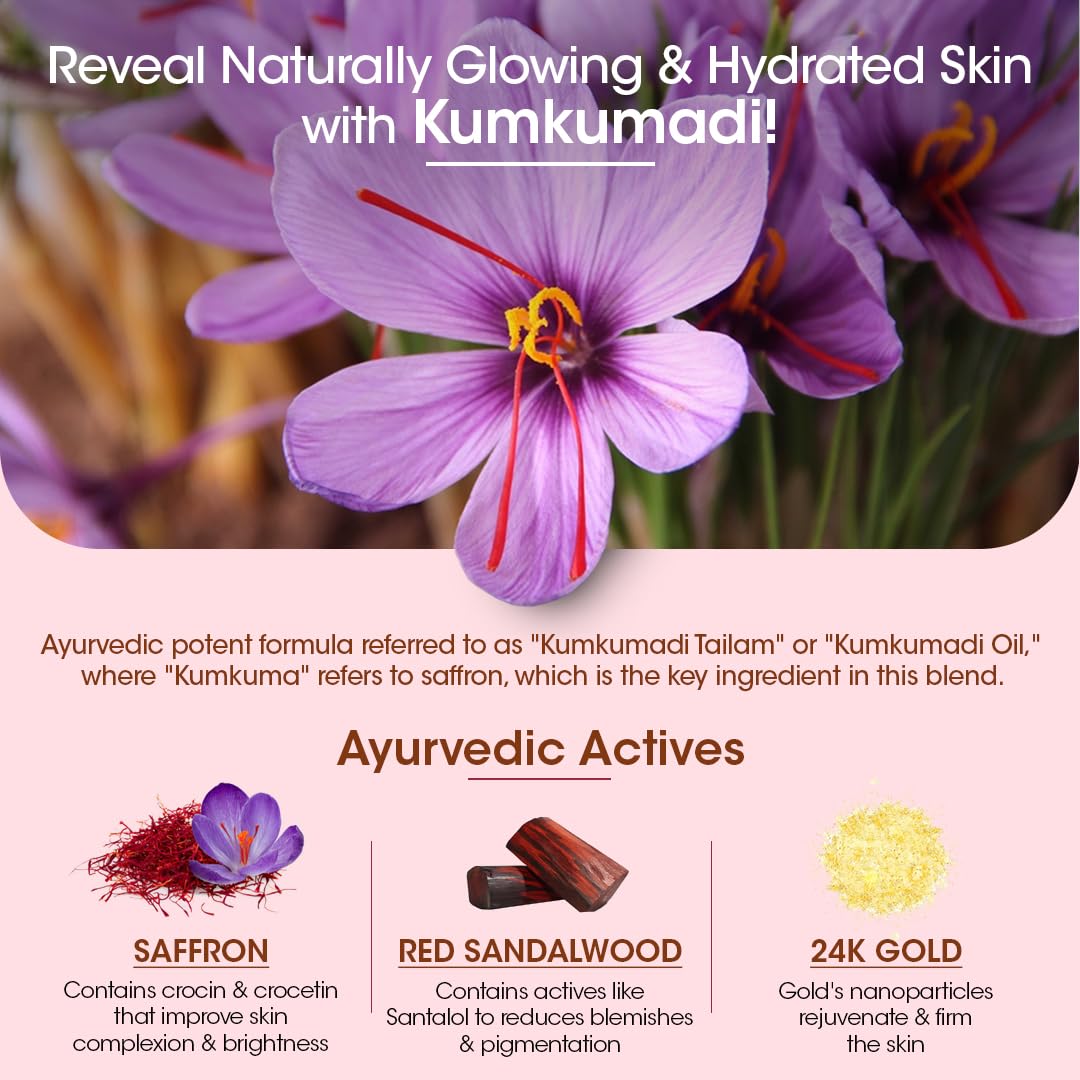 TAC Kumkumadi Gold Glow Face Moisturizer with Saffron & 24K Gold - Hydrating Non-Sticky Face Cream for Glowing Skin - Reduces Pigmentation & Dark Spots - Brightening Essence for Radiant & Youthful Skin - 50ml - Perfect for Daily Skincare Routine & Nighttime Hydration