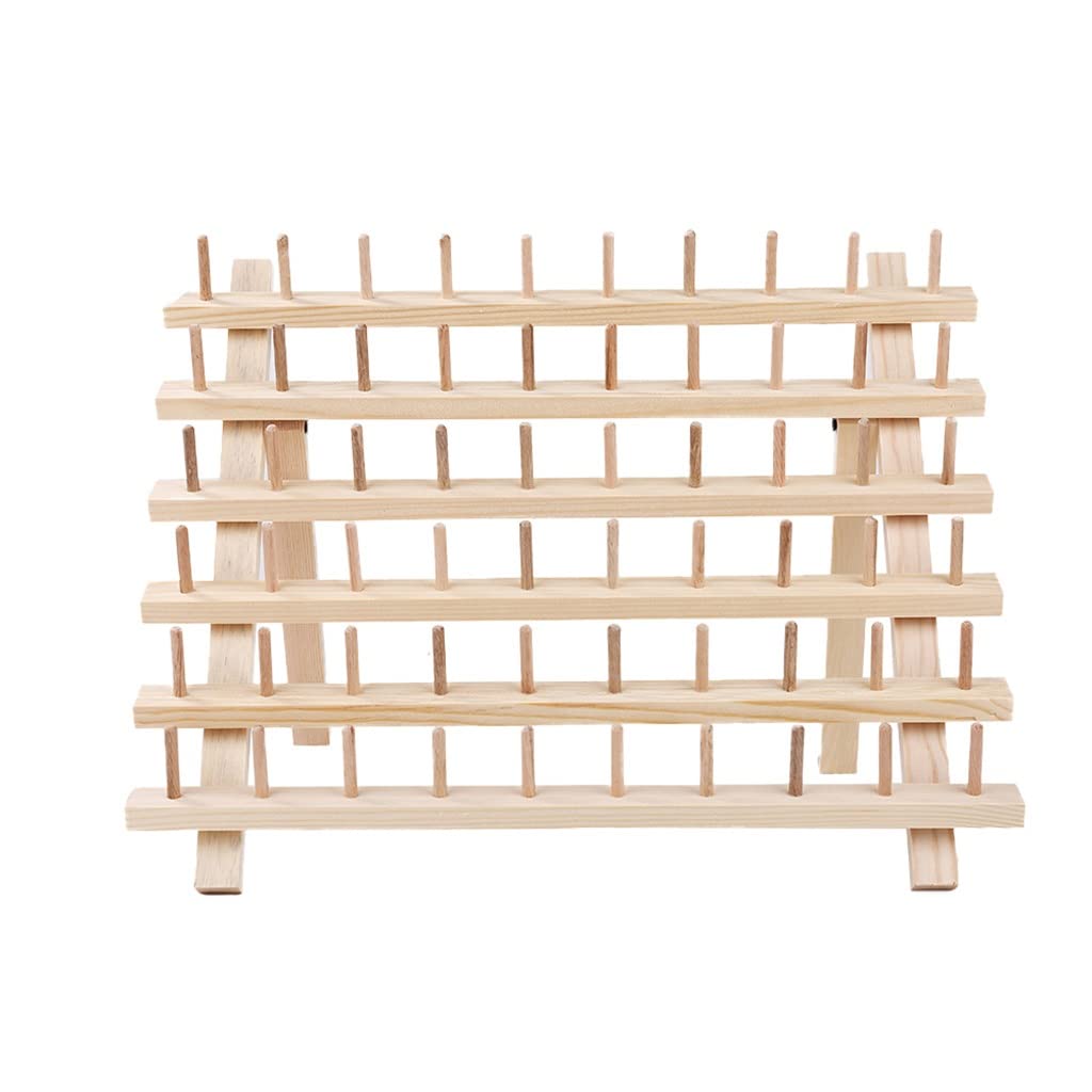 Premium Wooden Sewing Thread Spool Storage Box - 60 Spool Capacity Yarn Organizer with Folding Frame for Knitting, Embroidery & Crafting | Perfect for Home Sewing Rooms & DIY Projects (Color: A)