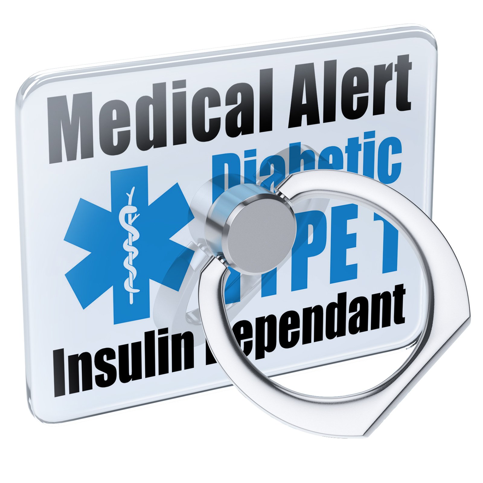 Collapsible Phone Ring Holder for Diabetic Insulin - Blue Medical Alert Grip & Stand