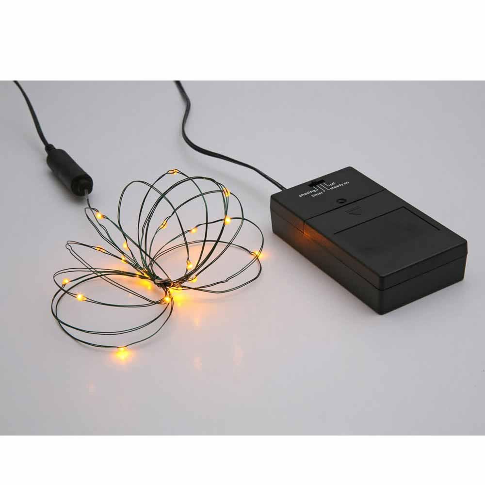 Vickerman 24-Count Battery Operated Micro LED String Lights with Timer - Warm Yellow Fairy Lights for Indoor/Outdoor Christmas Tree, Party, Wedding & Home Decor