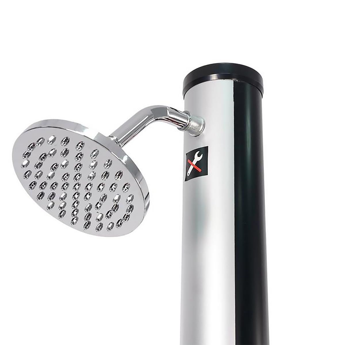 5.3/9.3 Gallon Solar Outdoor Shower with Heated Shower Head & Foot Tap - Portable Garden, Backyard, Poolside, Beach, Spa Shower for Camping, RV, and Outdoor Activities - Silver 9.3 Gallon