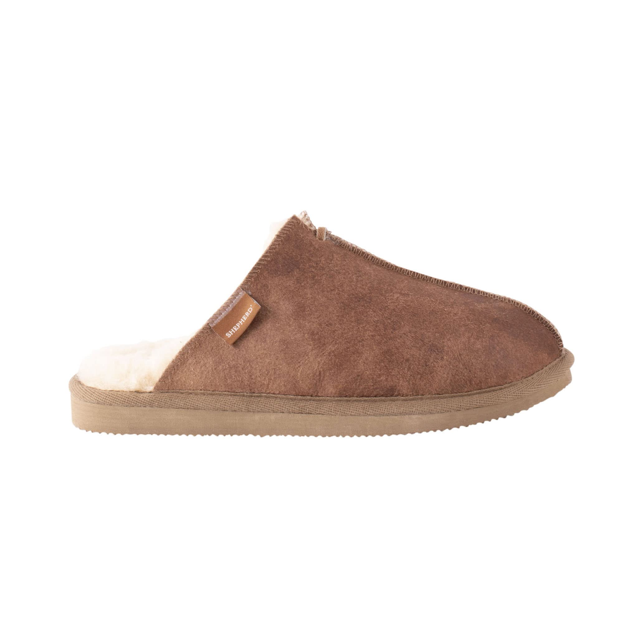 Shepherd of Sweden Karla Antique Cognac Suede Slippers for Women - Soft Brown Leather Indoor/Outdoor House Shoes - Perfect for Home, Lounge & Comfort Wear