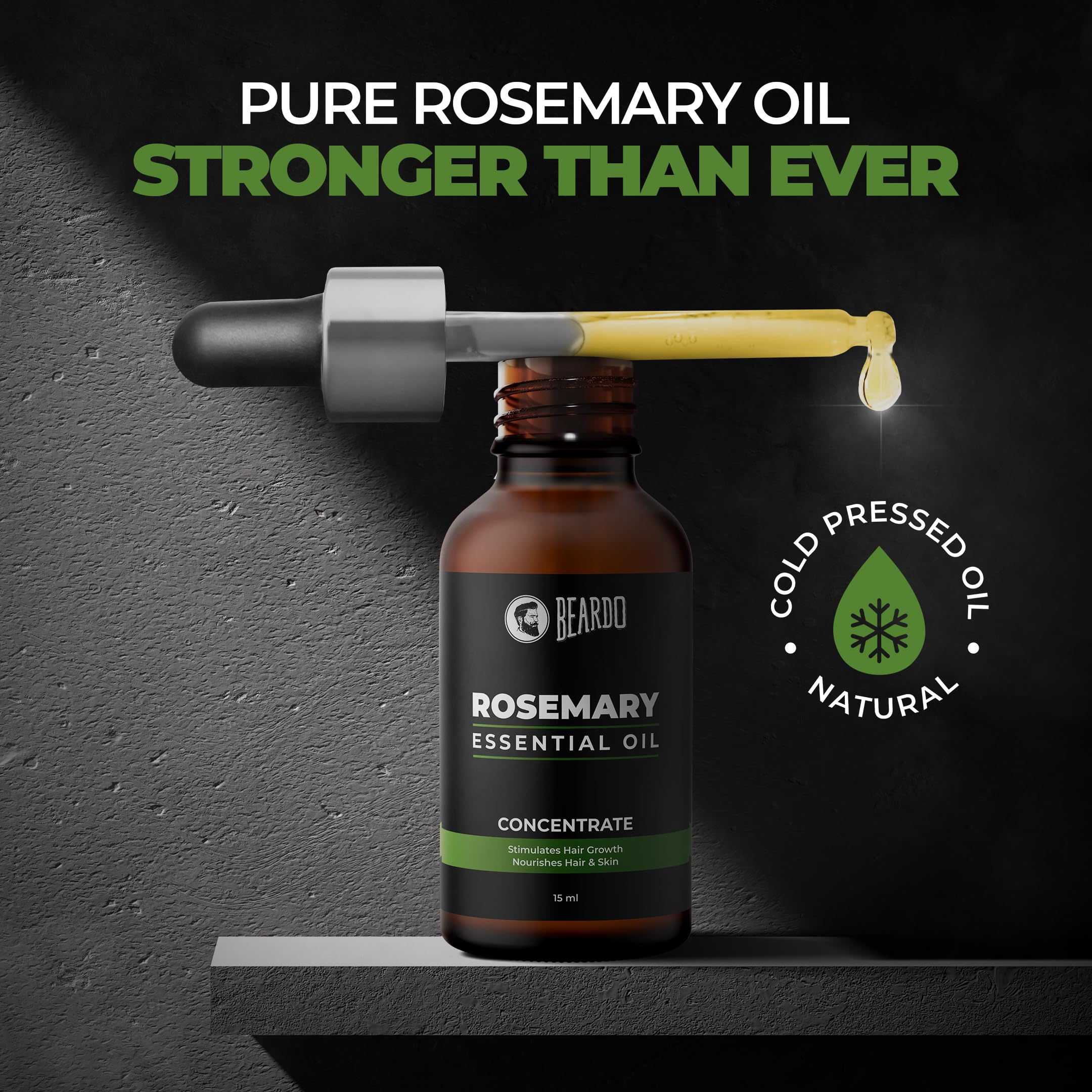 Beardo Rosemary Essential Oil 15ml - 100% Pure Natural Hair Growth Oil for Thicker, Stronger Hair & Scalp Nourishment | Promotes Hair Regrowth & Reduces Hair Fall | Aromatherapy Oil for Relaxation & Skin Care | Perfect for Daily Hair Care Routine & Massage Therapy