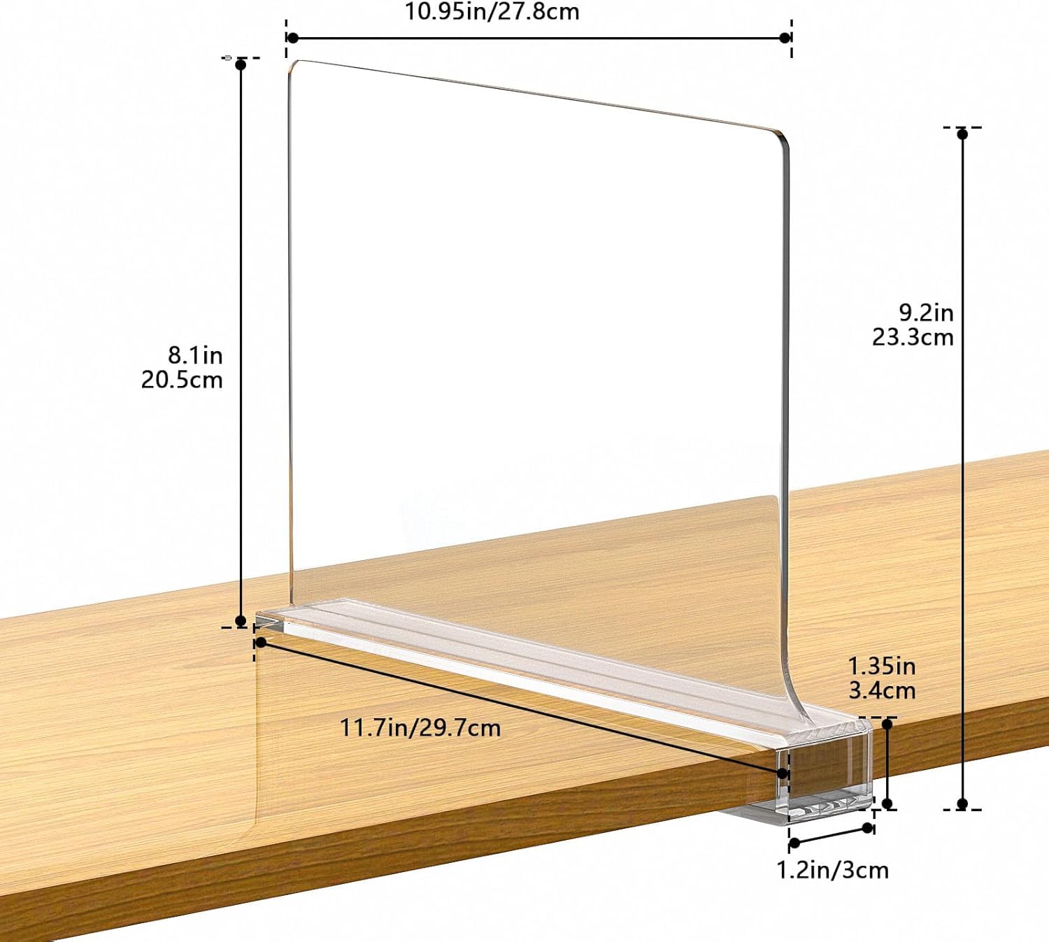 8-Pack Clear Acrylic Shelf Dividers for Closet Organization - Fits Wooden & Vertical Shelves - Perfect for Bedroom, Kitchen, Office Storage & Home Organization