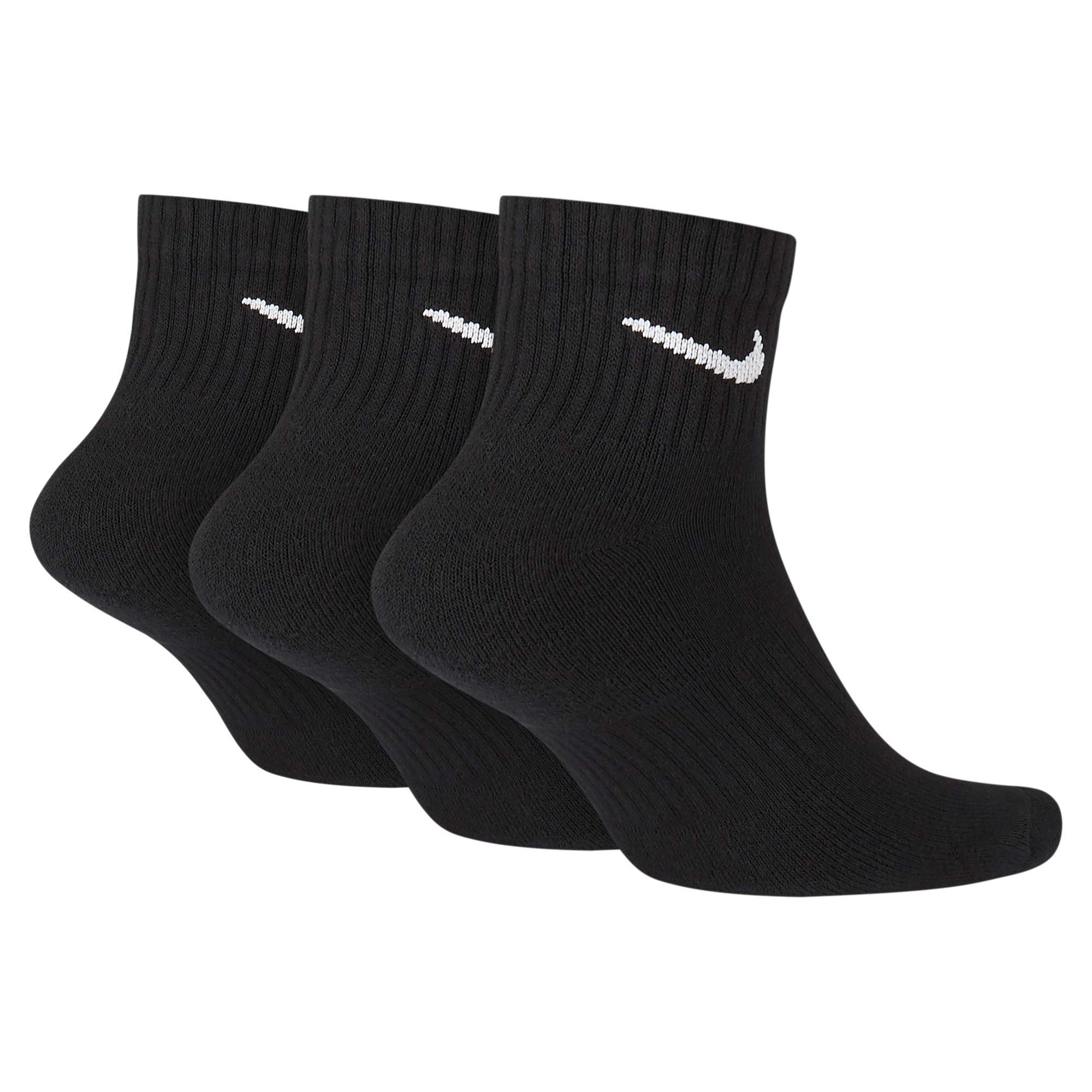 Nike Everyday Cushion Ankle Training Socks 3-Pack - Moisture Wicking Athletic Socks for Men & Women - Black/White Medium - Perfect for Running, Gym Workouts & Sports Activities