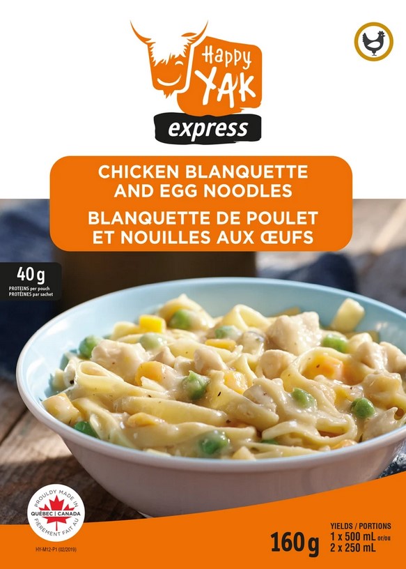 Happy Yak Chicken Blanquette with Egg Noodles - Premium Freeze-Dried Camping & Backpacking Meal - High Protein Adventure Food for Hiking, Emergency Prep & Outdoor Cooking