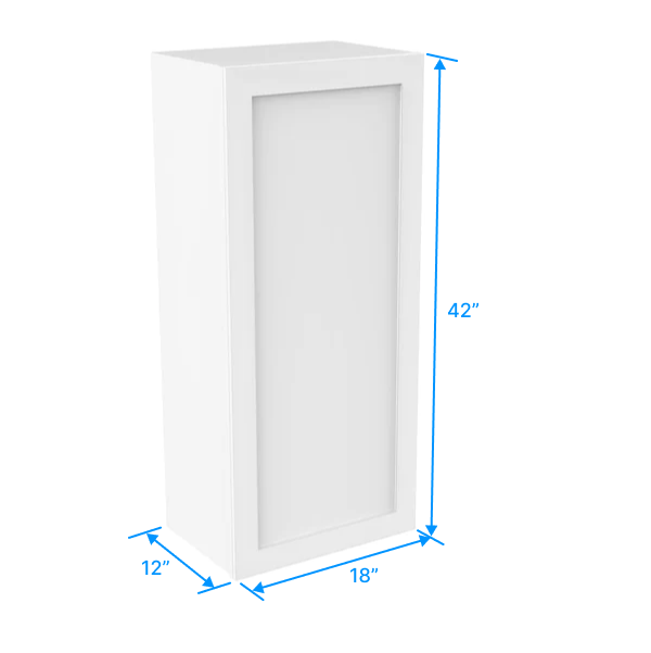 42 Inch Wall Cabinet - 18W x 42H x 12D - Aria White Shaker Style RTA Kitchen Storage - Perfect for Pantry, Bathroom & Laundry Room Organization