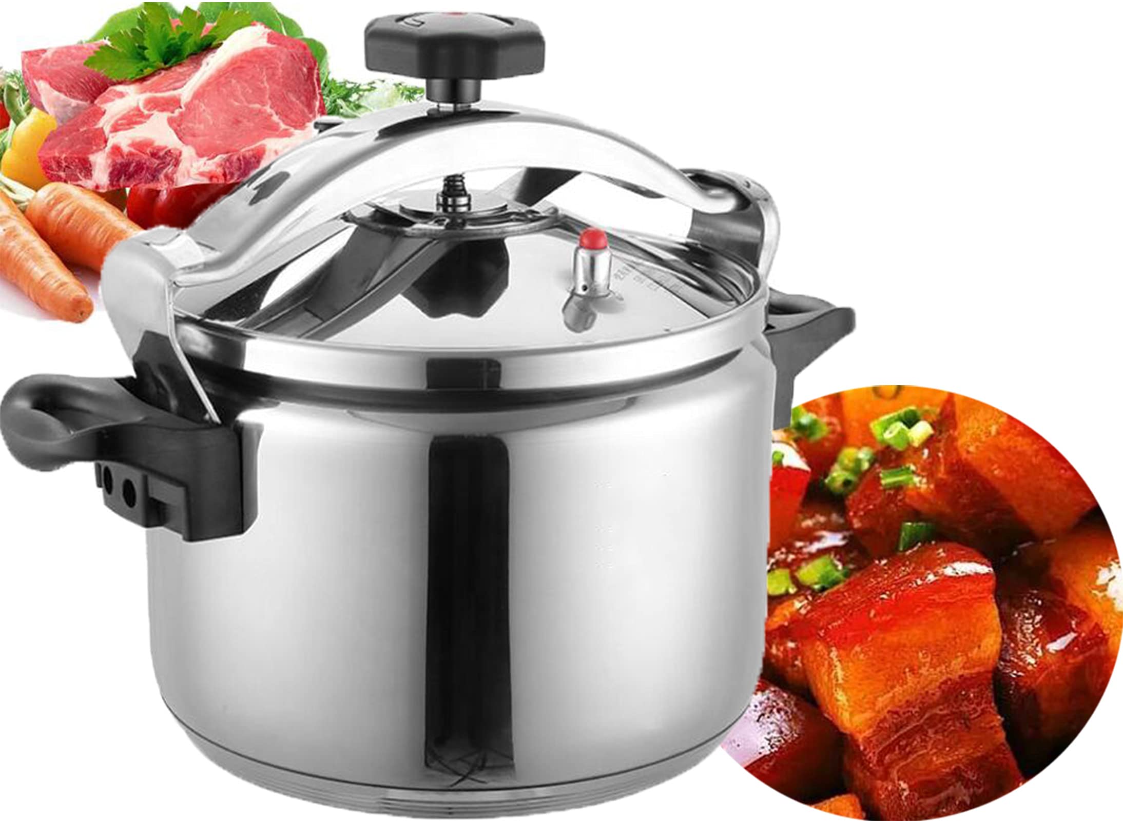5 Quart Stainless Steel Pressure Cooker - Super Safe Explosion-Proof with Lock, Compatible with All Hob Types, Fast Cooking for Soups, Stews & Rice - Perfect for Home Kitchens & Camping Trips