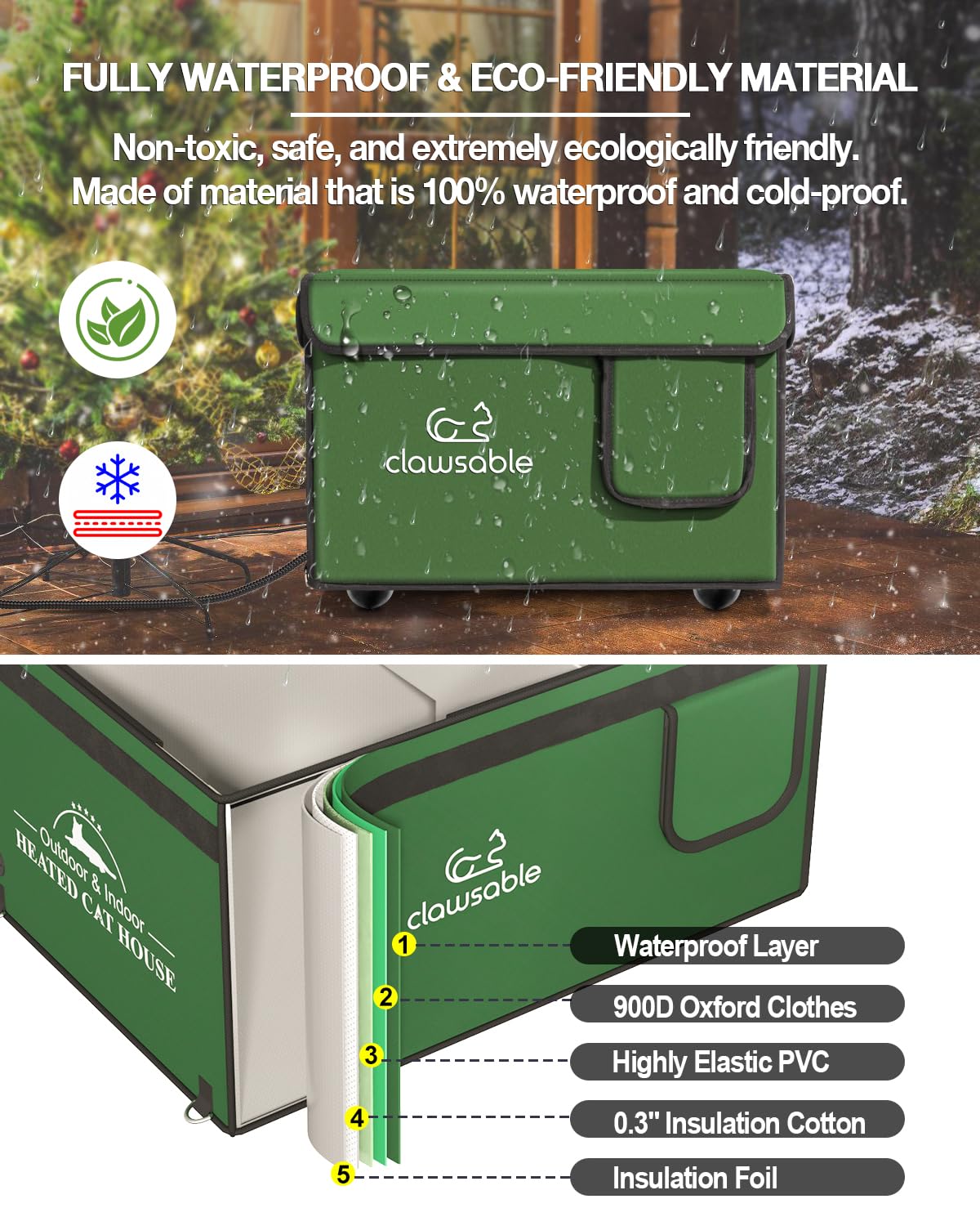 Heated Outdoor Cat House for Winter - Weatherproof Insulated Kitty Shelter with Pet Heating Pad | Waterproof Elevated Feral Cat Bed | Warm Cozy Home for Stray & Barn Cats | Perfect for Backyard, Garage & Porch Use