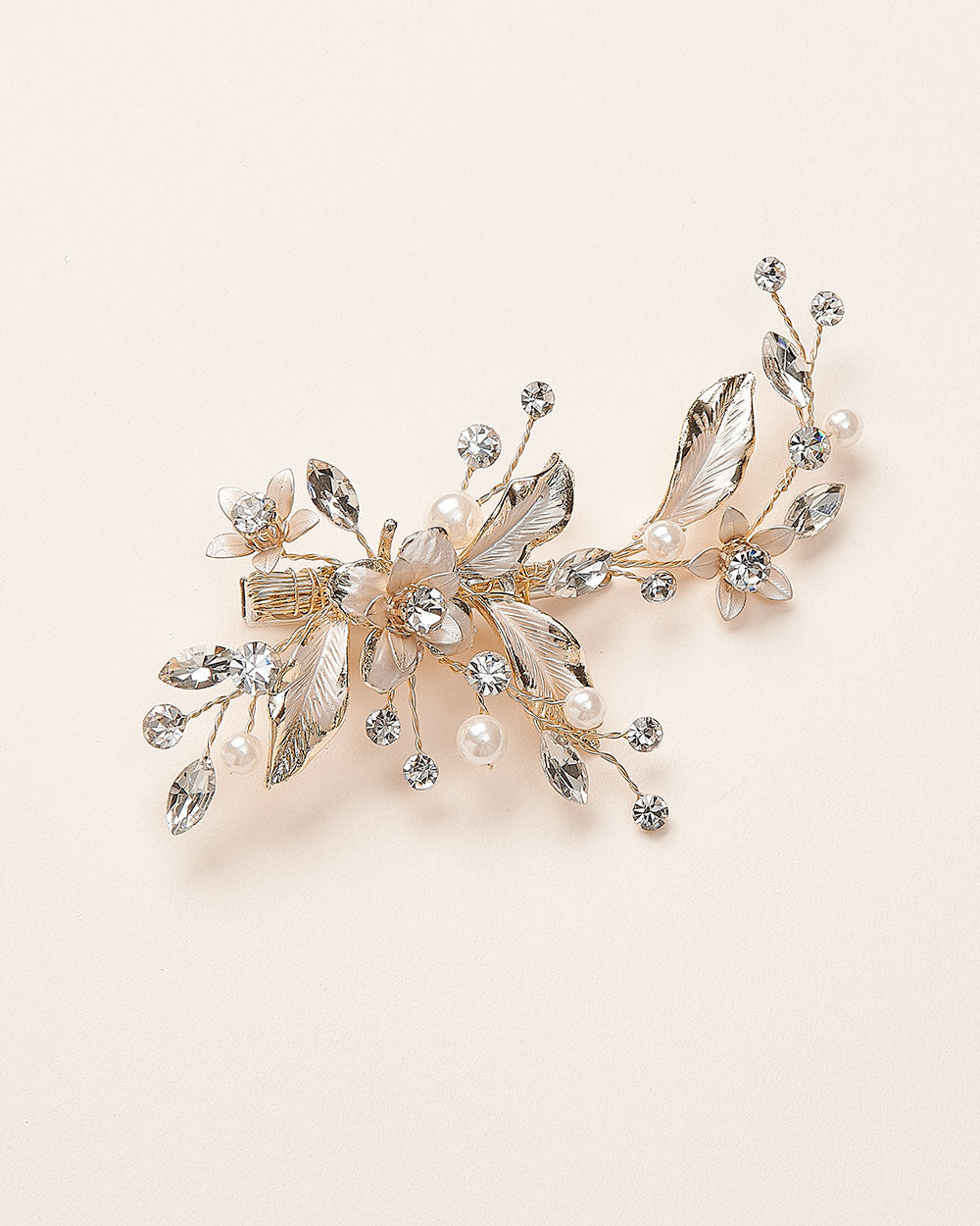 Elegant Petite Pearl & Floral Hair Clip for Women - Delicate Hair Accessories for Bridal, Wedding, Party & Everyday Wear