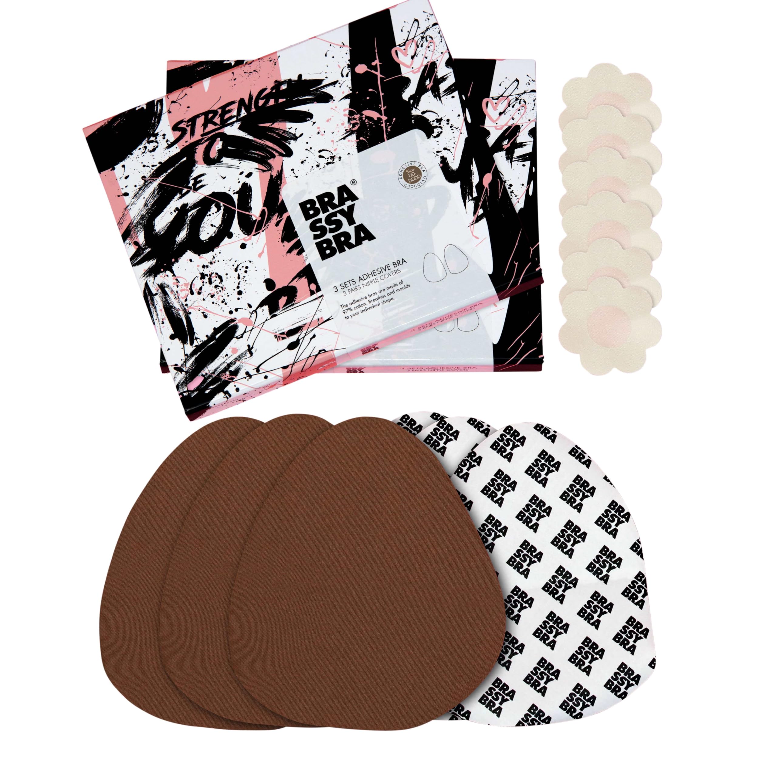 BrassyBra Strapless Boob Tape for A-G Cups - Strong Adhesive Breast Lift Tape for Backless Dresses, Plunging Necklines & Special Occasions