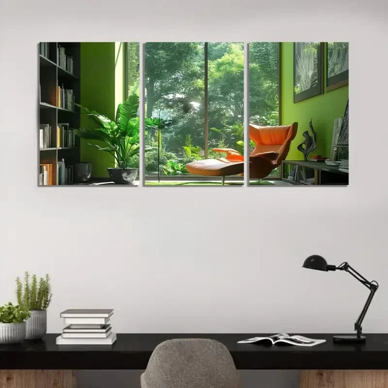 3-Piece Modern Vibrant Green Themed Wall Art Set - Framed Canvas Prints 40x60cm (16x24 inches) - High Quality Australian Made Home Decor - Perfect for Living Room, Bedroom or Office Decoration