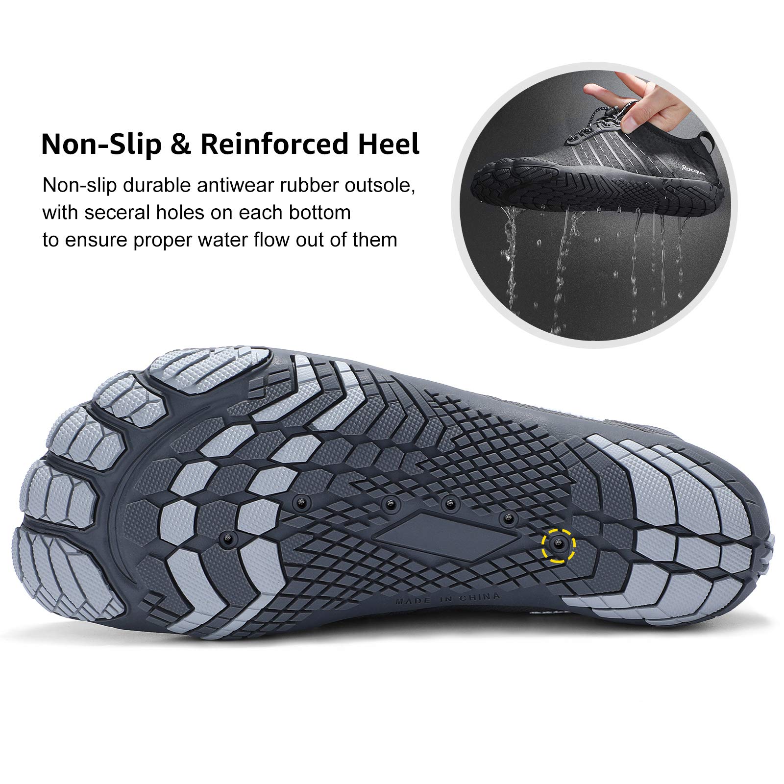 **Racqua Composite Mesh Water Shoes for Men & Women - Lightweight Quick-Dry Aqua Shoes for Beach, Swimming, Surfing & Outdoor Activities**