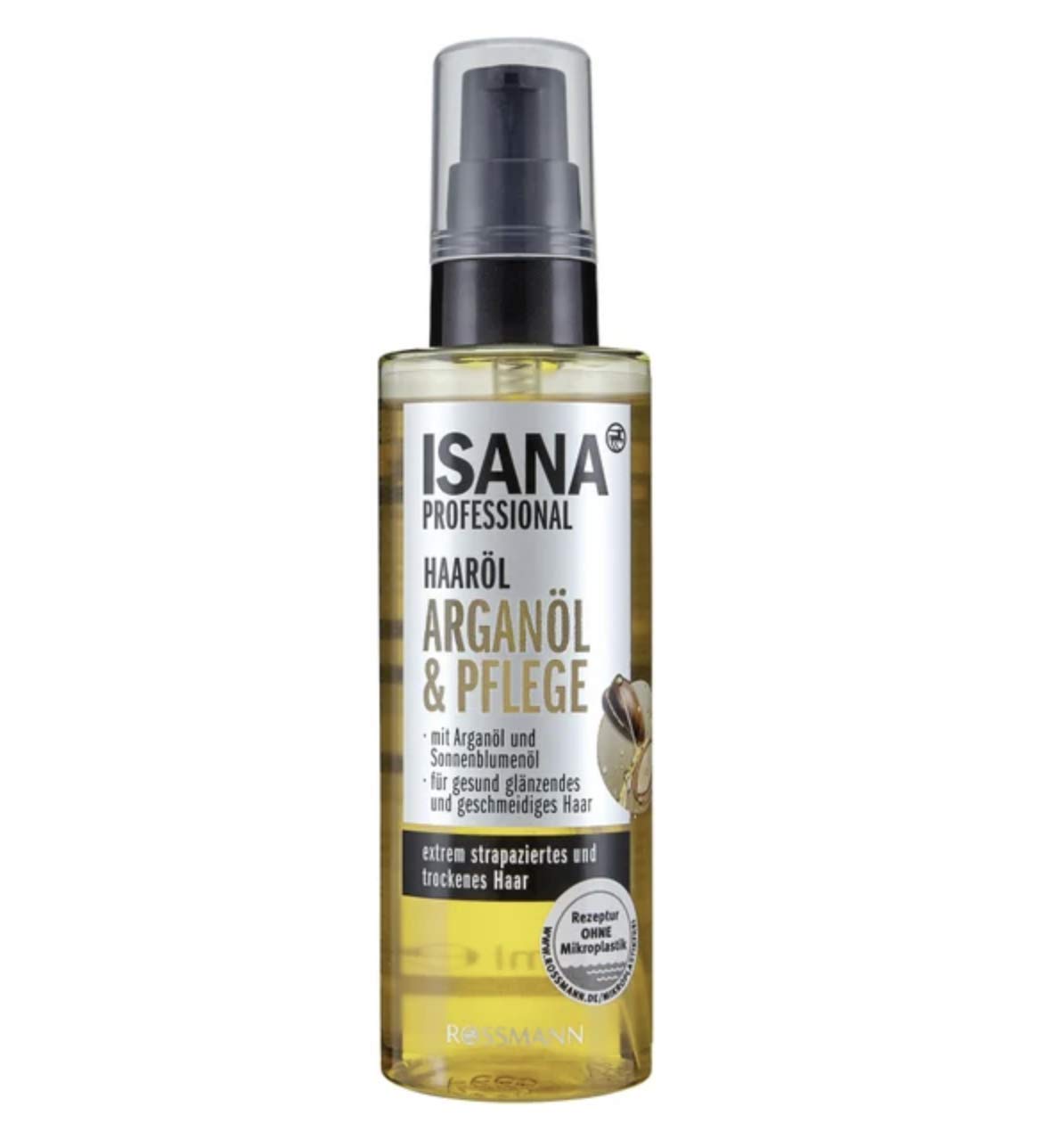 Isana Professional Hair Oil with Argan & Sunflower Oil - 100ml Hair Treatment for Dry, Damaged Hair - Perfect for Daily Nourishment & Styling