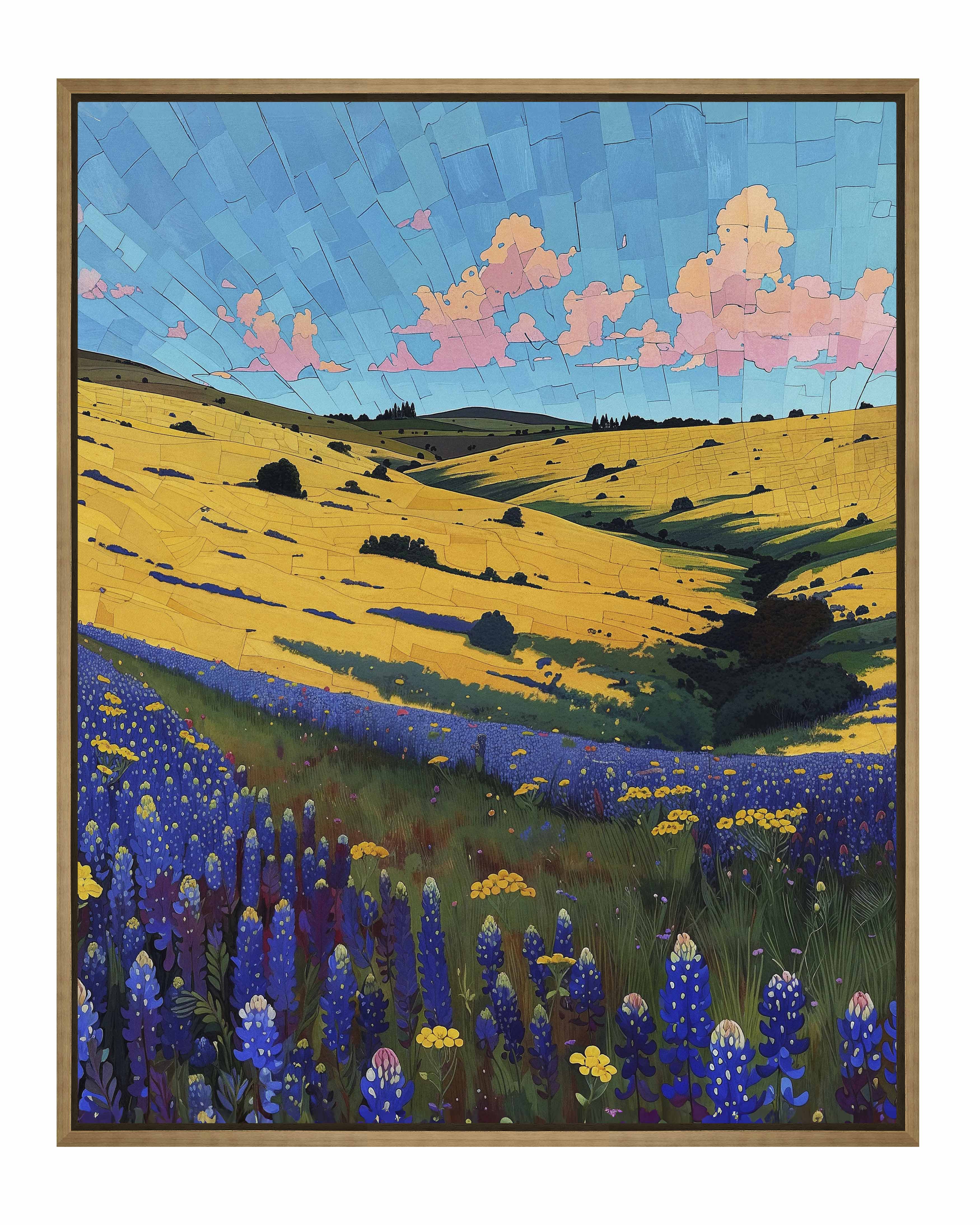 Bluebonnet Breeze I Gallery Wrapped Canvas Print - Vibrant Floral Wall Art for Living Room, Bedroom & Office Decor
