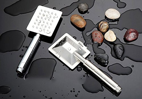 INDOROX Ultra Slim Square Hand Shower with 1.5m Hose & Wall Mount - Modern Silver Bathroom Showerhead for Small Spaces & RV Use