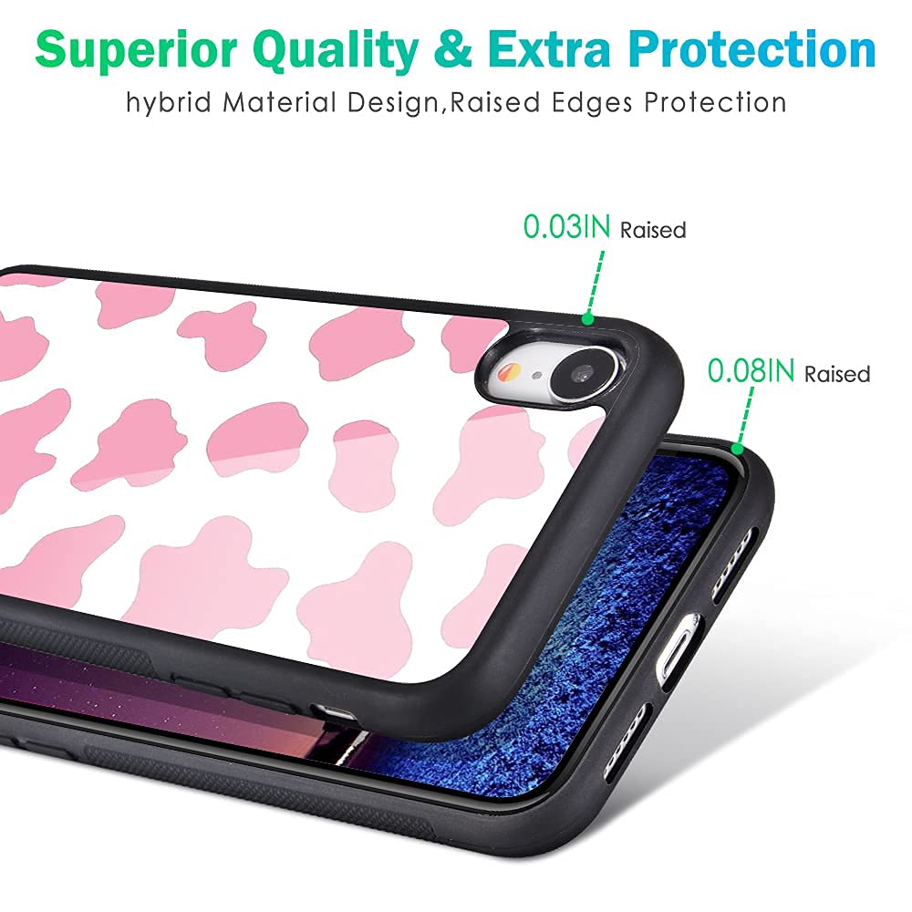MAYCARI iPhone XR Case - Cute Pink Cow Pattern Design, Hard Back with Soft TPU Bumper Protective Phone Cover for Women & Girls | Perfect for Everyday Use, School, Work & Travel