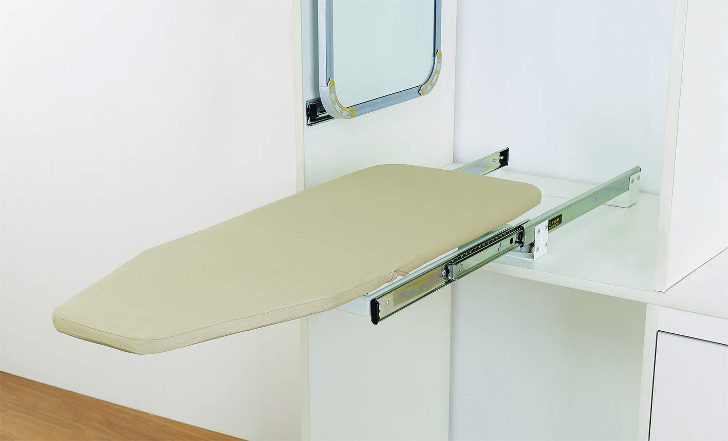 Foldable Rotating Ironing Board - Space Saving Pull-Out Cabinet Ironing Station for Home & Apartment (Beige) | Perfect for Small Spaces, Laundry Rooms & Closet Organization