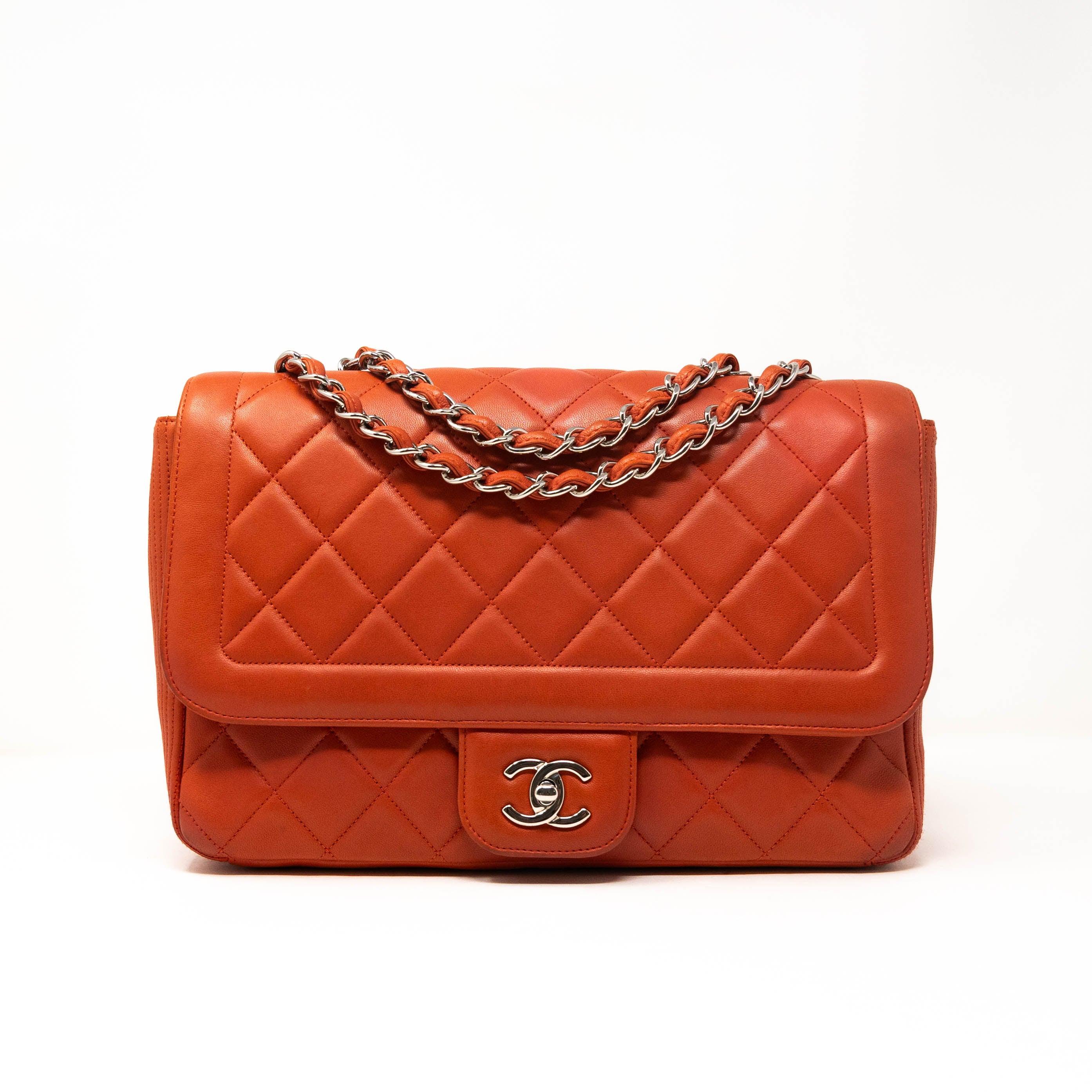 Chanel Red Large Coco Rider Flap Bag - Genuine Leather Designer Handbag for Women | Perfect for Parties, Date Nights & Luxury Fashion Accessories