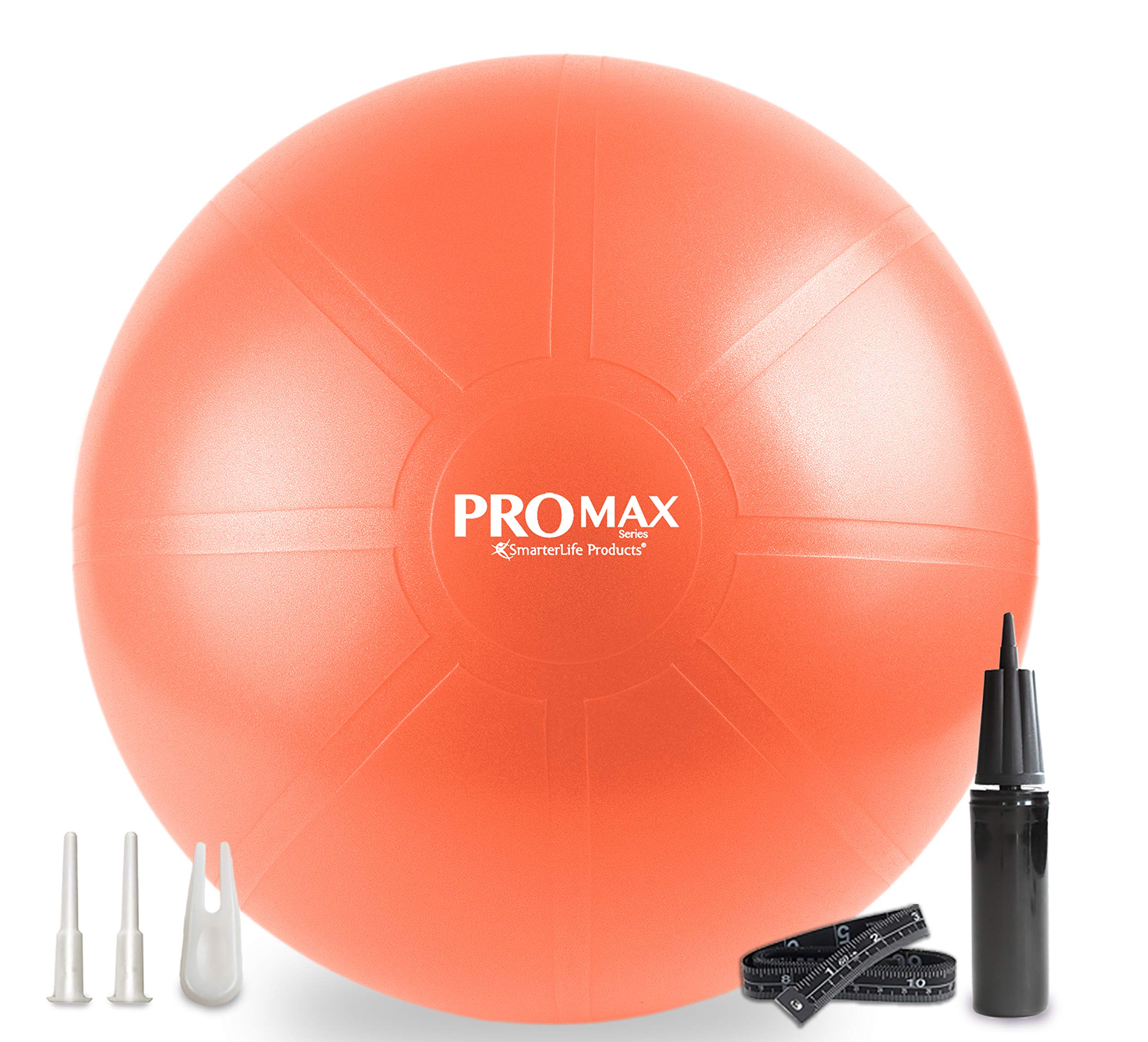 SmarterLife PRO MAX Exercise Ball – Anti-Slip Fitness & Yoga Ball for Home Workouts, Office Chair, Pregnancy, Balance Training | Perfect for Gym, Pilates, Stability Exercises & Postpartum Recovery